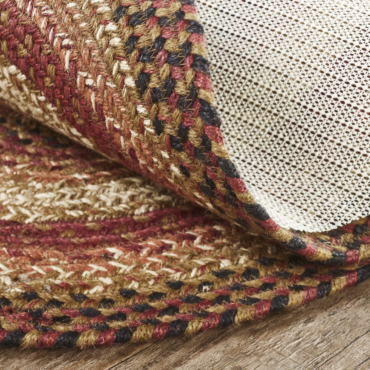 VHC Brands Ginger Spice Stair Tread - Non-Slip Jute Blend Oval Rug - 8.5 x 27 Inches in Orange Red Tan - Perfect for Stairs, Entryways & Home Decor