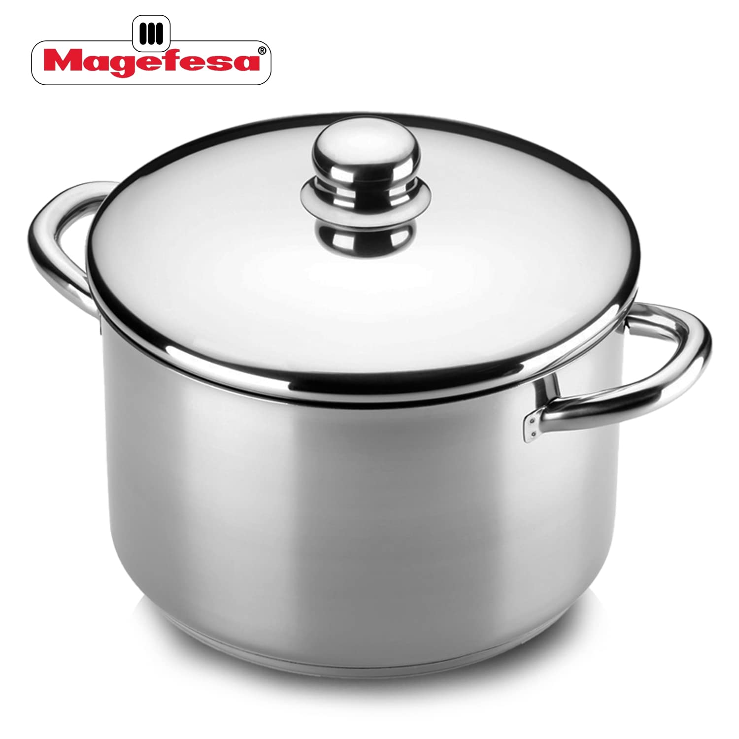 MAGEFESA 9-Piece Stainless Steel Cookware Set - Stockpot, Stewpot, Saucepan, Sauté Pan & Skillets - Induction Compatible & Dishwasher Safe Cookware for Gas, Electric & Ceramic Stovetops - Perfect for Family Cooking, Meal Prep & Entertaining