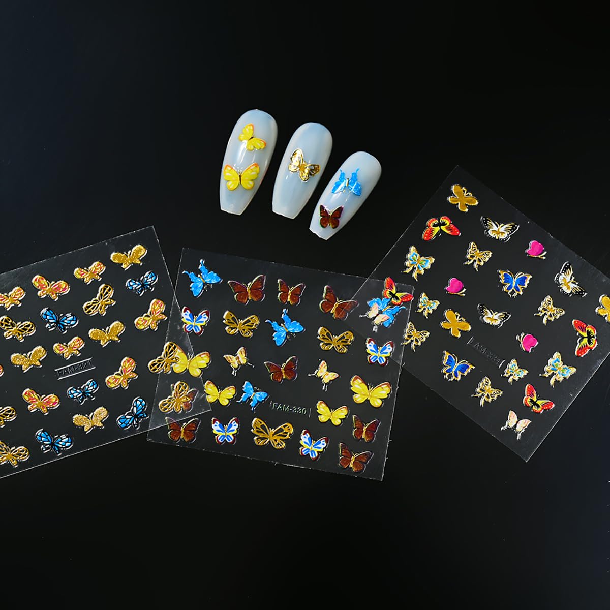 3D Butterfly Nail Stickers - 30Pcs Colorful Self-Adhesive Nail Art for Women & Girls - Perfect for Manicures & Acrylic Nails