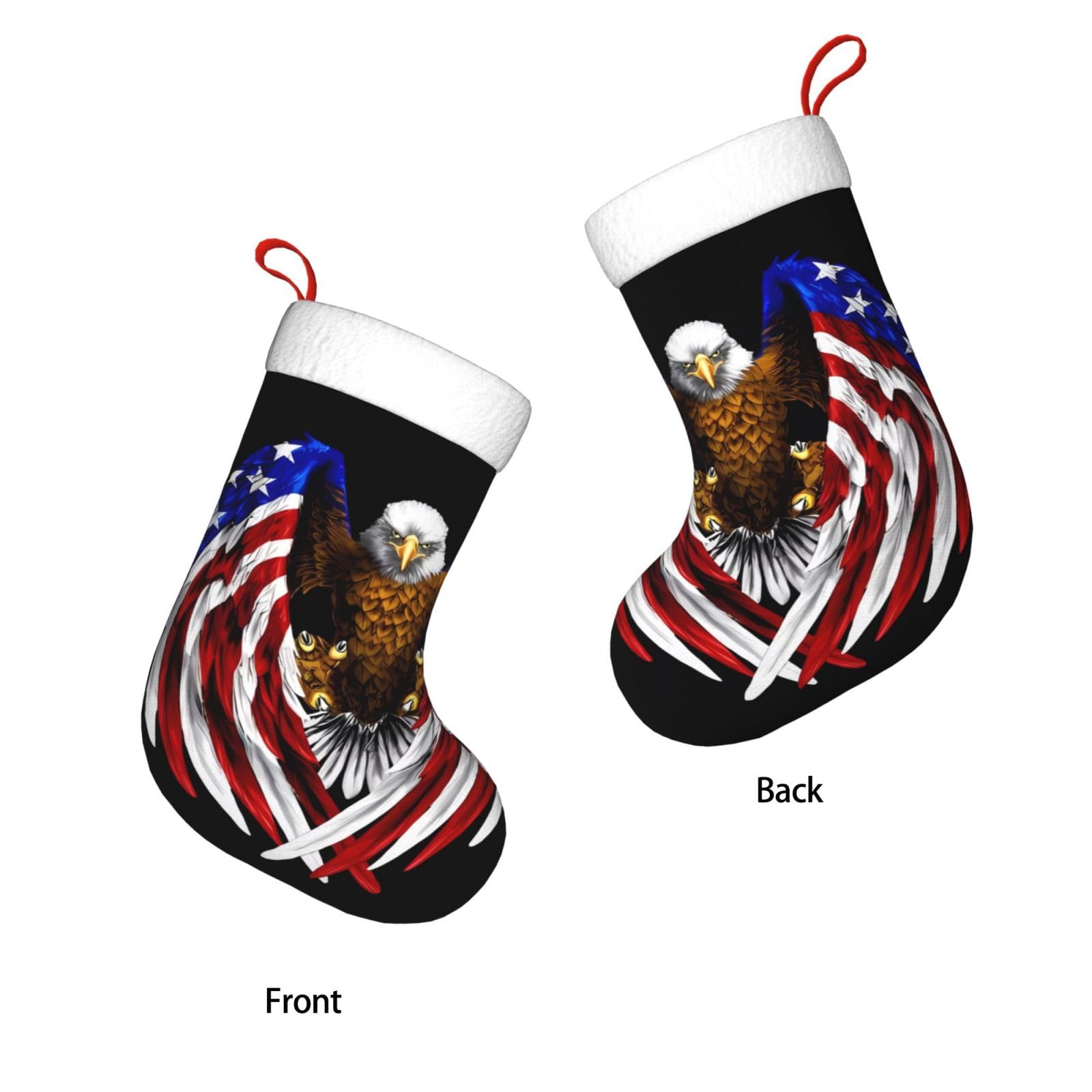 Personalized Christmas Stocking with USA Flag & Patriotic Eagle Design - 18 Inch Large Xmas Stocking for Fireplace Decor | Perfect for Holiday Home Decor, Gift Exchange & Festive Christmas Celebrations