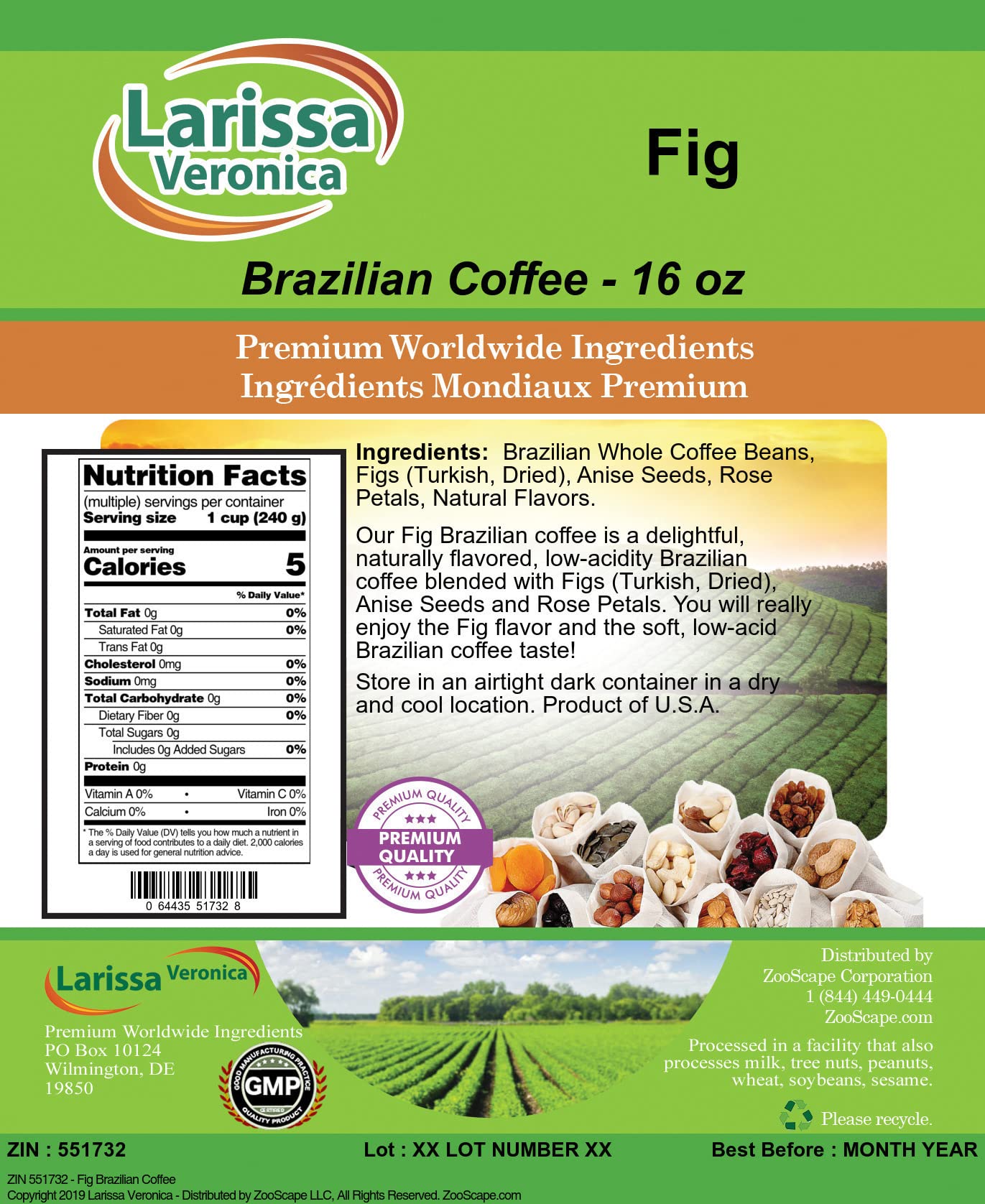 Premium Brazilian Coffee Beans - 100% Arabica, Gourmet, Naturally Flavored Whole Coffee Beans (16oz) for Espresso, French Press & Drip Brewing - Perfect for Home & Office Use