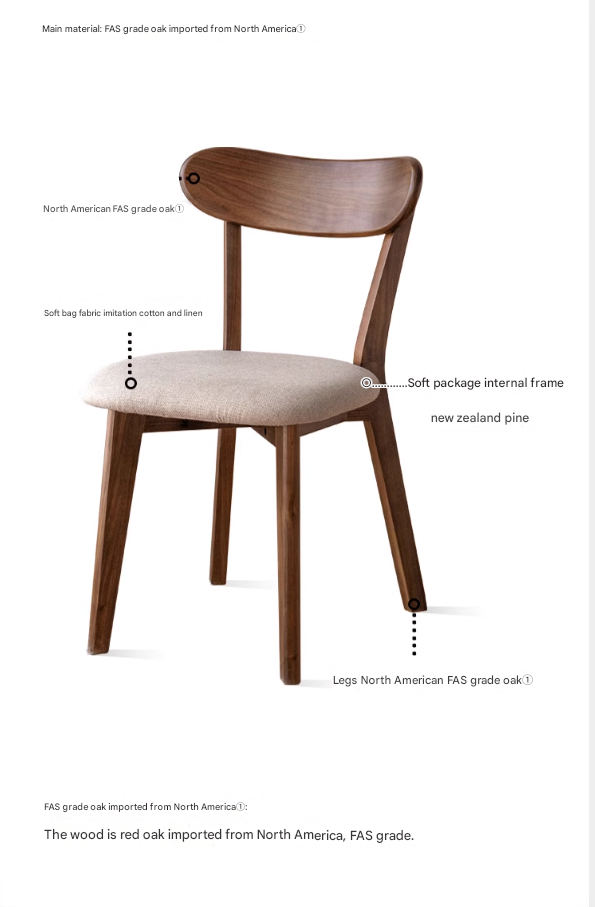Solid Black Walnut Wood Dining Chairs with Soft Back - Elegant & Comfortable Seating for Home, Restaurant, and Office Use