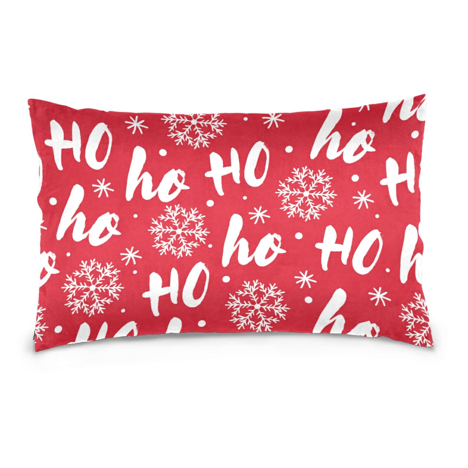 BAXIEJ Snowflake Red White Decorative Pillow Covers King Size 20x36 Inches - Ultra Soft Throw Pillow Cases for Couch, Bed, Sofa - Christmas Winter Home Decor (Insert Not Included)