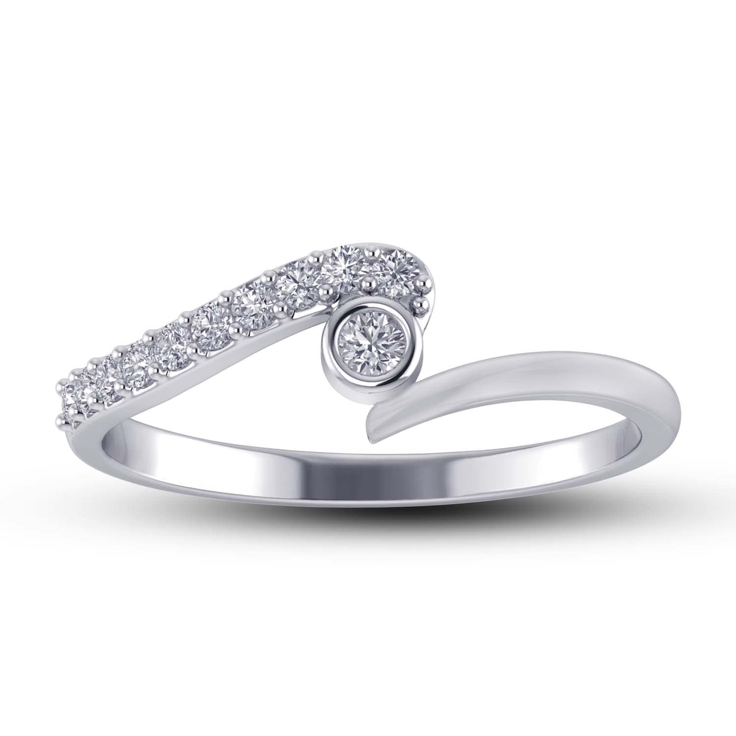 0.16 Carat (CTW) Round Cut Natural Diamond Bypass Engagement Promise Ring for Women - 10K or 14K Gold, H-I Color, I1-I2 Clarity - Perfect Gift for Birthday, Anniversary & Valentine's Day - Elegant Jewelry for Everyday Wear & Special Occasions