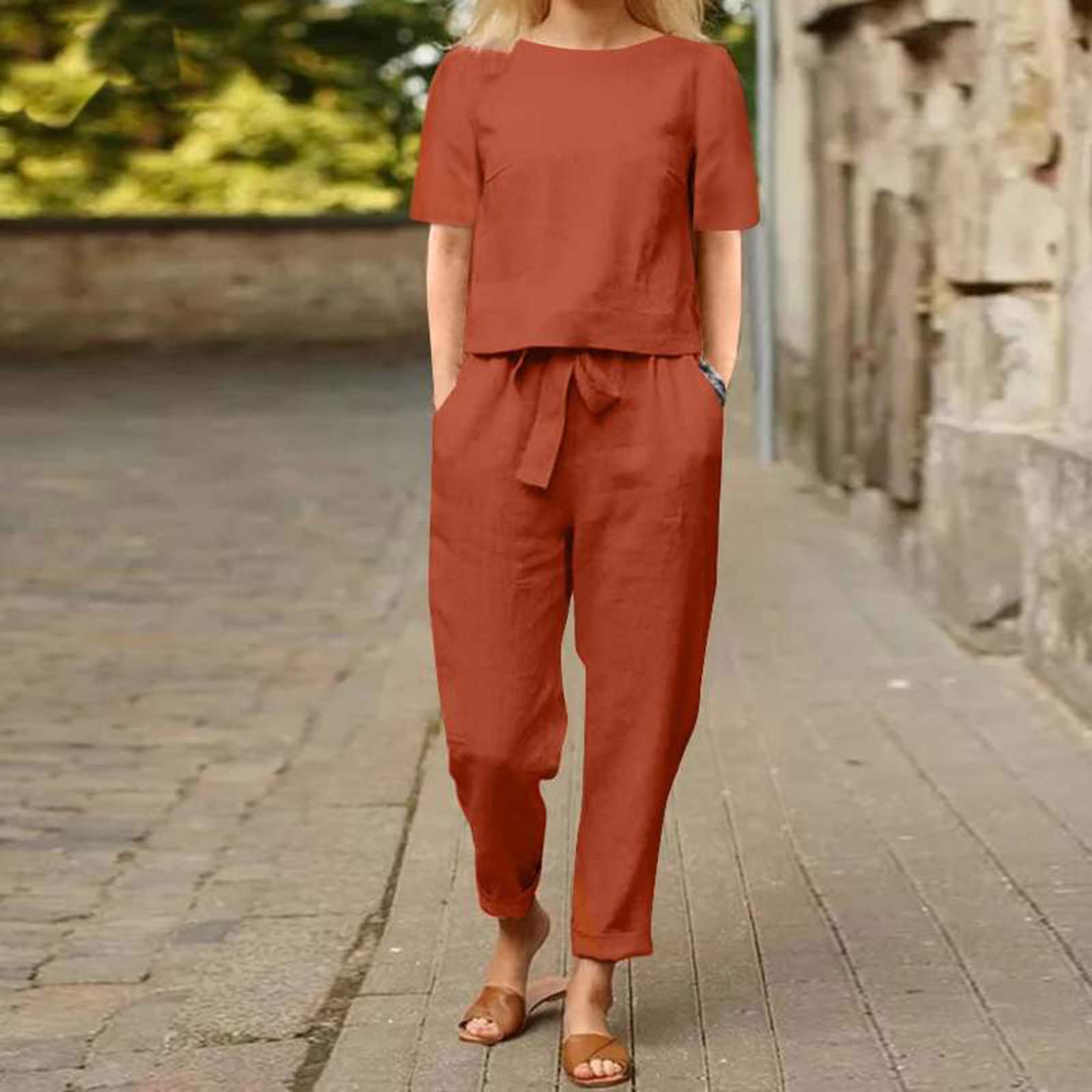 Women's 2-Piece Matching Short Set - Summer Lounge & Beach Outfit - Comfortable Cotton Shorts & Top Set for Casual Wear, Vacation, and Relaxation