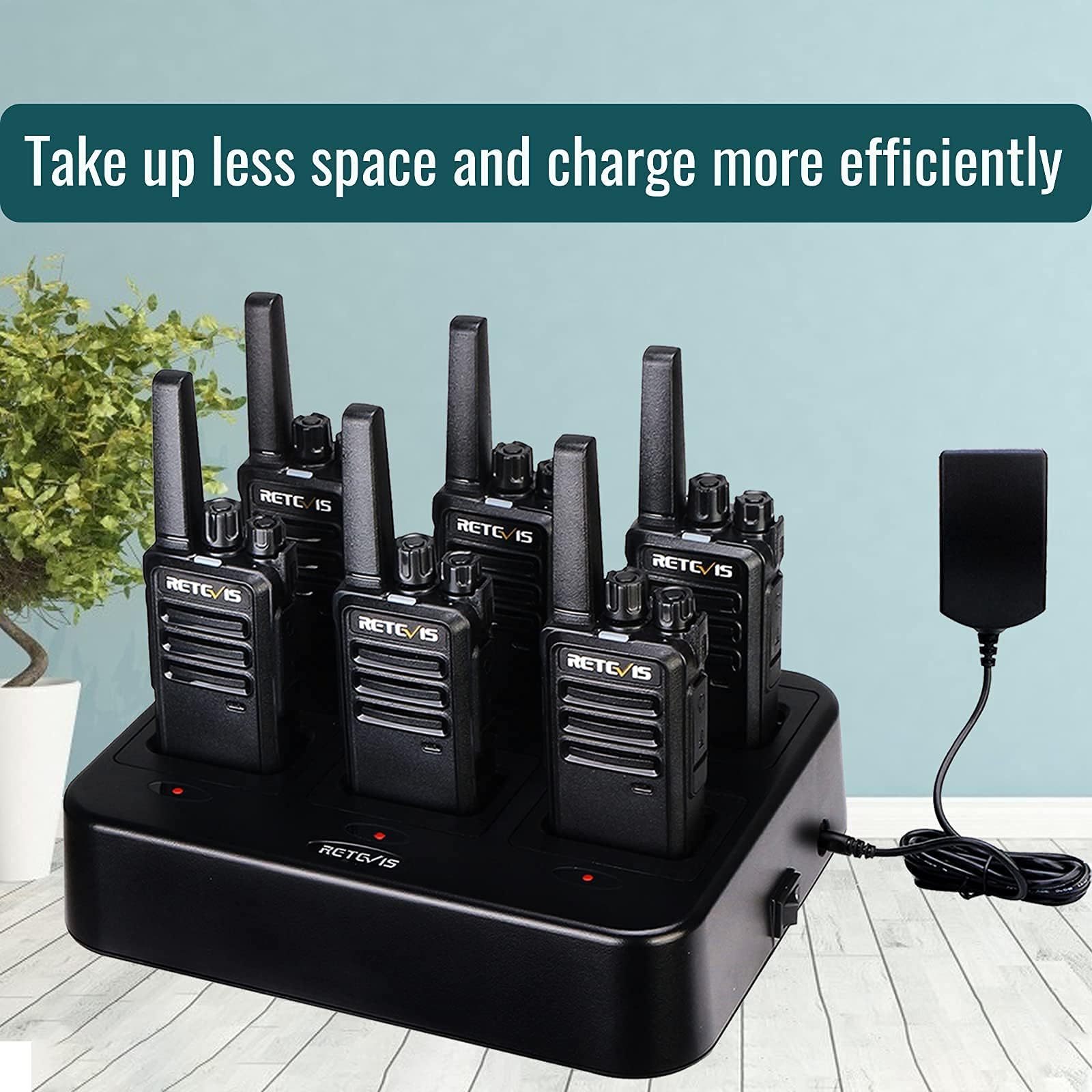 Retevis RT68 Rechargeable Walkie Talkies - 2 Way Radios Long Range 16CH FRS for Adults - 6 Pack with Multi-Unit Charger & Earpieces - Ideal for School, Church, Hiking, Camping, and Outdoor Activities