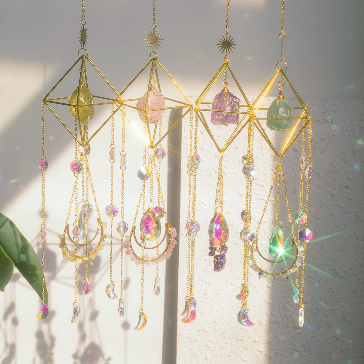 Lapis Lazuli Crystal Suncatcher - Blue Sun Catcher Window Hanging Decor, Natural Lazurite Gemstone Prism for Home & Office, Boho Chic Room Decor, Meditation & Healing Crystal Gift Idea