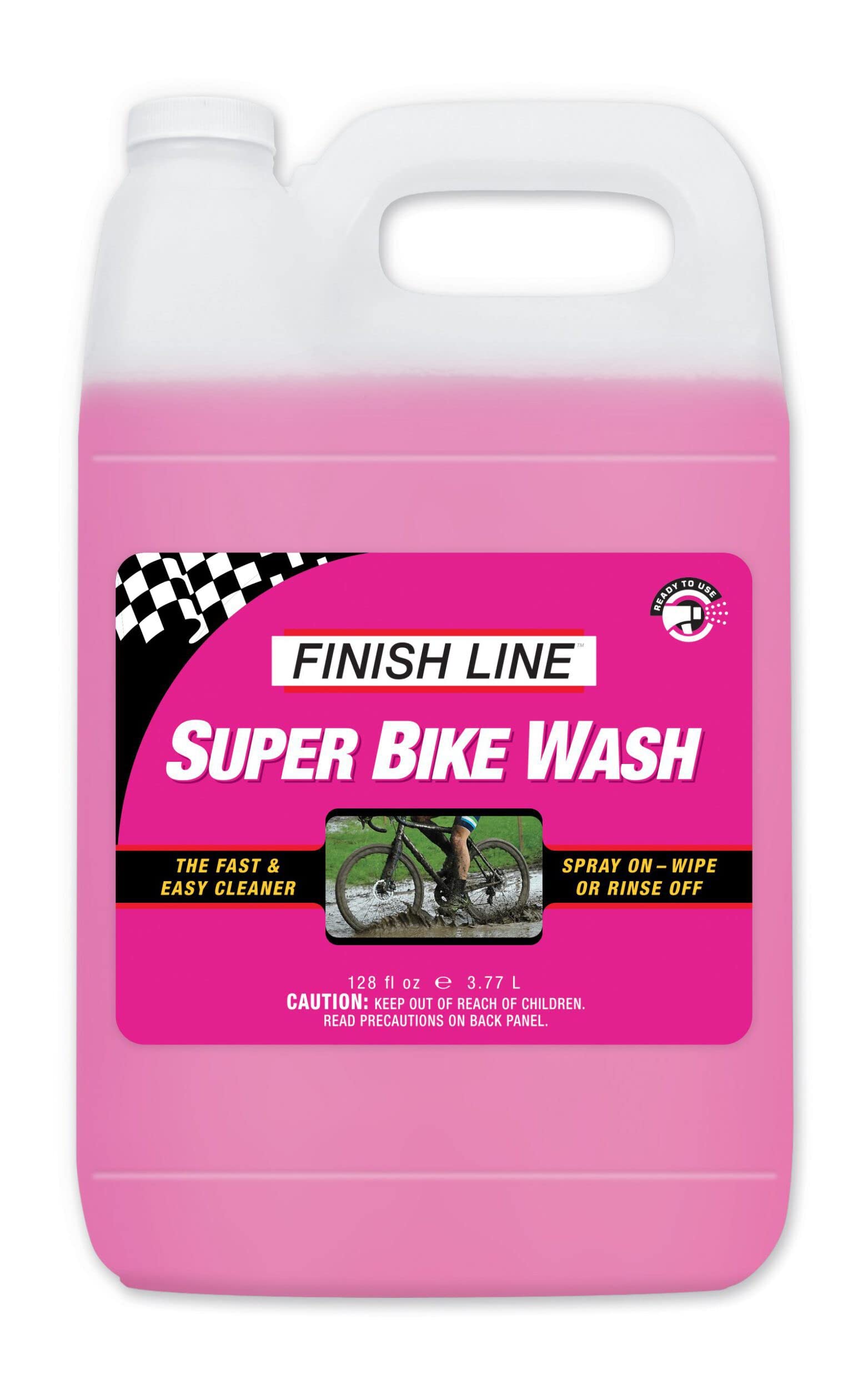 Finish Line Super Bike Wash Cleaner Concentrate - 1 Gallon (Makes 8 Gallons) | Professional Bicycle Degreaser for Mountain, Road & BMX Bikes | Ideal for Post-Ride Cleaning & Maintenance