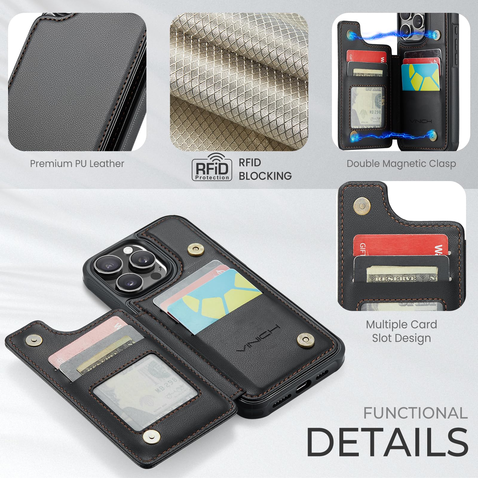 Premium RFID Blocking Wallet Case for iPhone 14 Pro Max 6.7