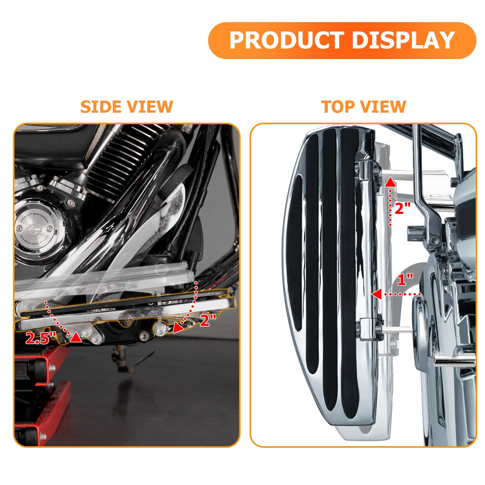 2009-2025 Harley Davidson FLHT FLHR FLTR FLHX Steel Driver Floorboard Relocation Kit - 2 Forward & 1 Outward Adjustable Brackets for Improved Riding Comfort & Control - Perfect for Long Distance Touring & Custom Bike Builds