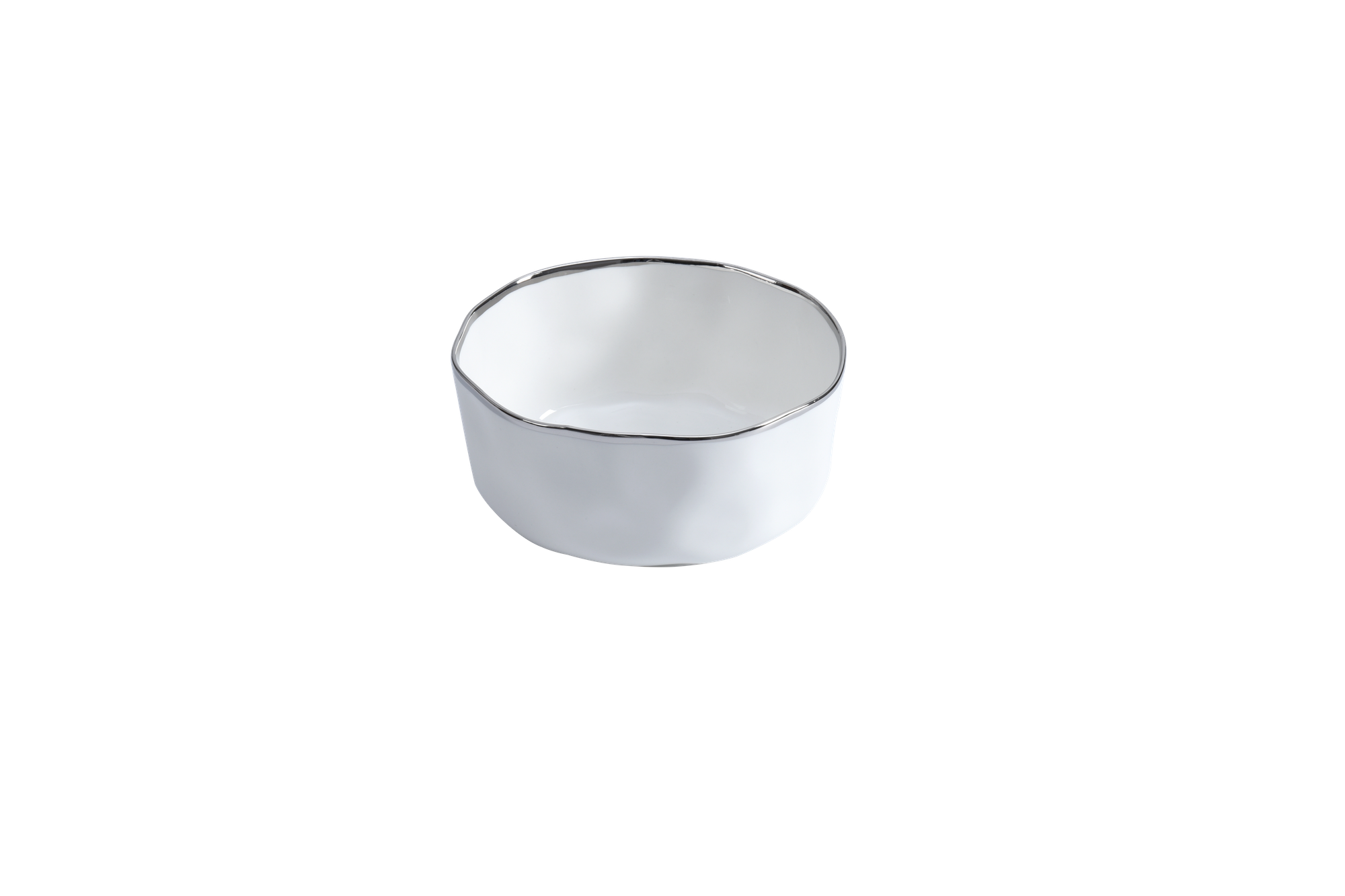 Bianca White and Silver Medium Bowl - Elegant Serving Bowl for Salads, Pasta, and Desserts - Perfect for Dinner Parties and Home Decor
