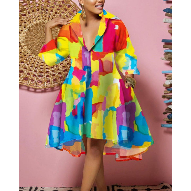 Stylish Loose Collar Printed Dress for Women - Casual & Party Wear - Perfect for Office, Date Night & Summer Outfits