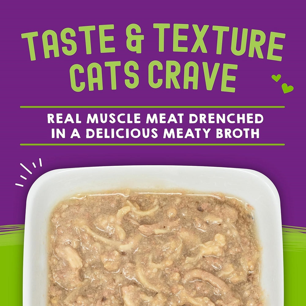 Premium Carnivore Cravings Chicken & Duck Cat Food - 100% Complete & Balanced Diet in Tasty Broth (Savory Shreds) - High Protein Wet Cat Food Pouches for Adult & Senior Cats - Perfect for Mealtime, Travel & Treat Rewards