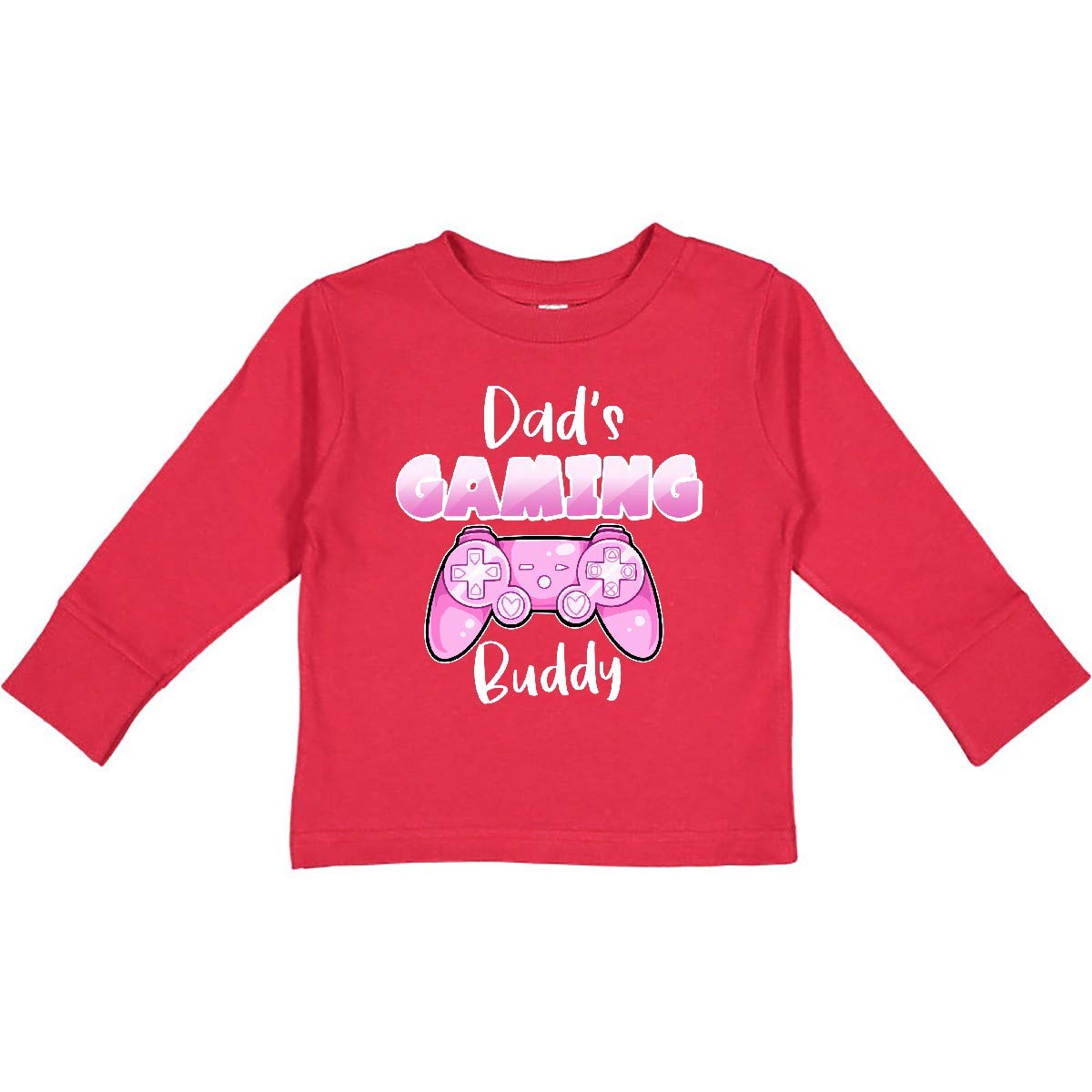 Inktastic Dad's Gaming Buddy - Pink Controller Toddler Long Sleeve T-Shirt | Cute Gamer Baby Outfit for Father's Day & Family Game Nights | Soft Cotton Tee for Toddlers & Kids