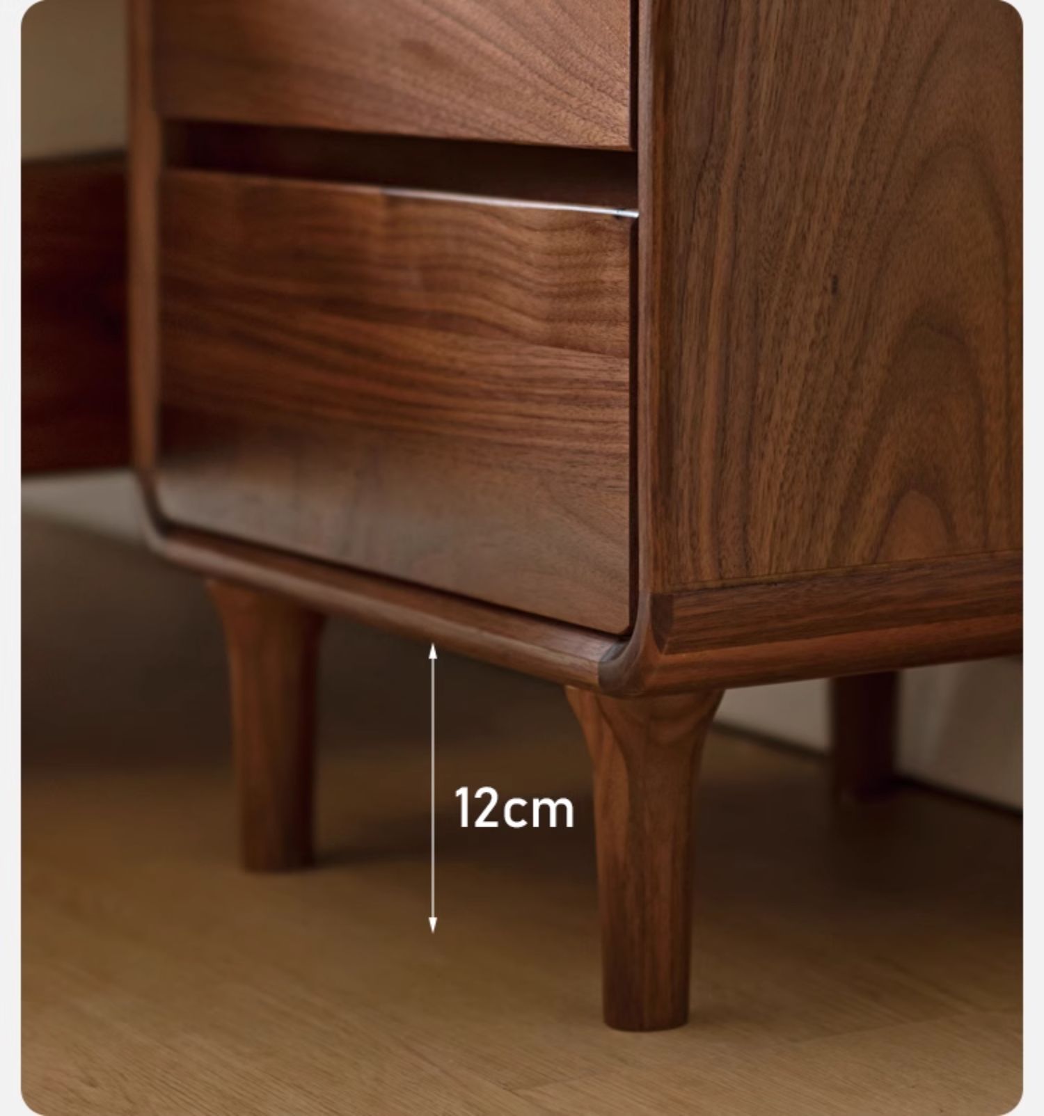 Black Walnut Solid Wood Minimalist Nightstand - Modern Bedside Table with Drawer for Bedroom, Living Room & Office - Durable & Stylish Storage Solution