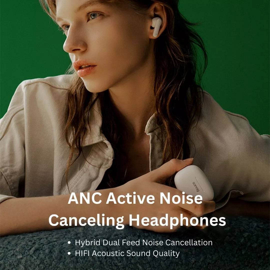 Sanag T80S Pro Wireless Bluetooth Earbuds with Active Noise Cancelling (ANC), Hi-Fi Stereo Sound for Gym, Running, Work & Travel - TWS In-Ear Headphones for iPhone & Android