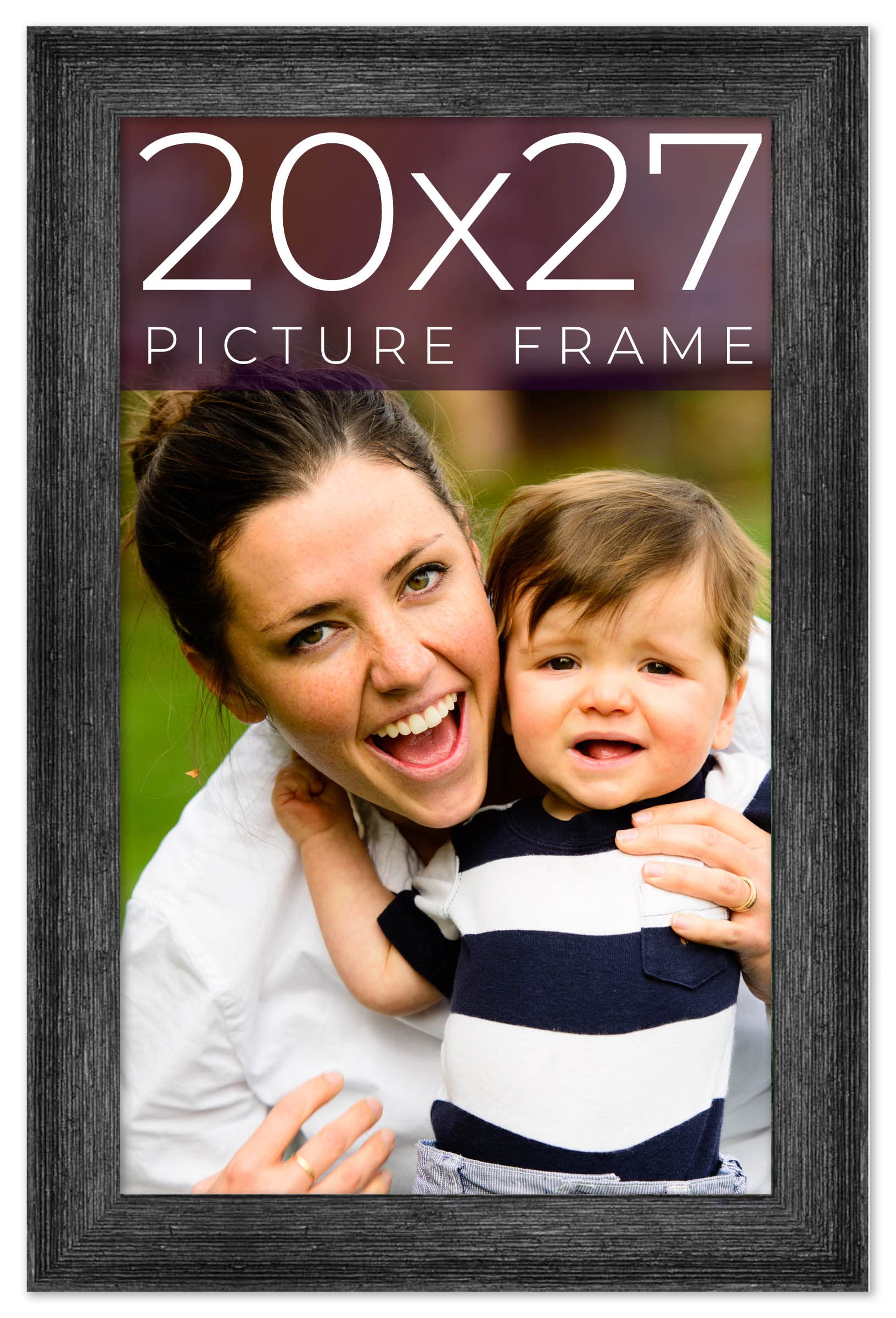 20x27 Inch Black Real Wood Picture Frame - 1.5