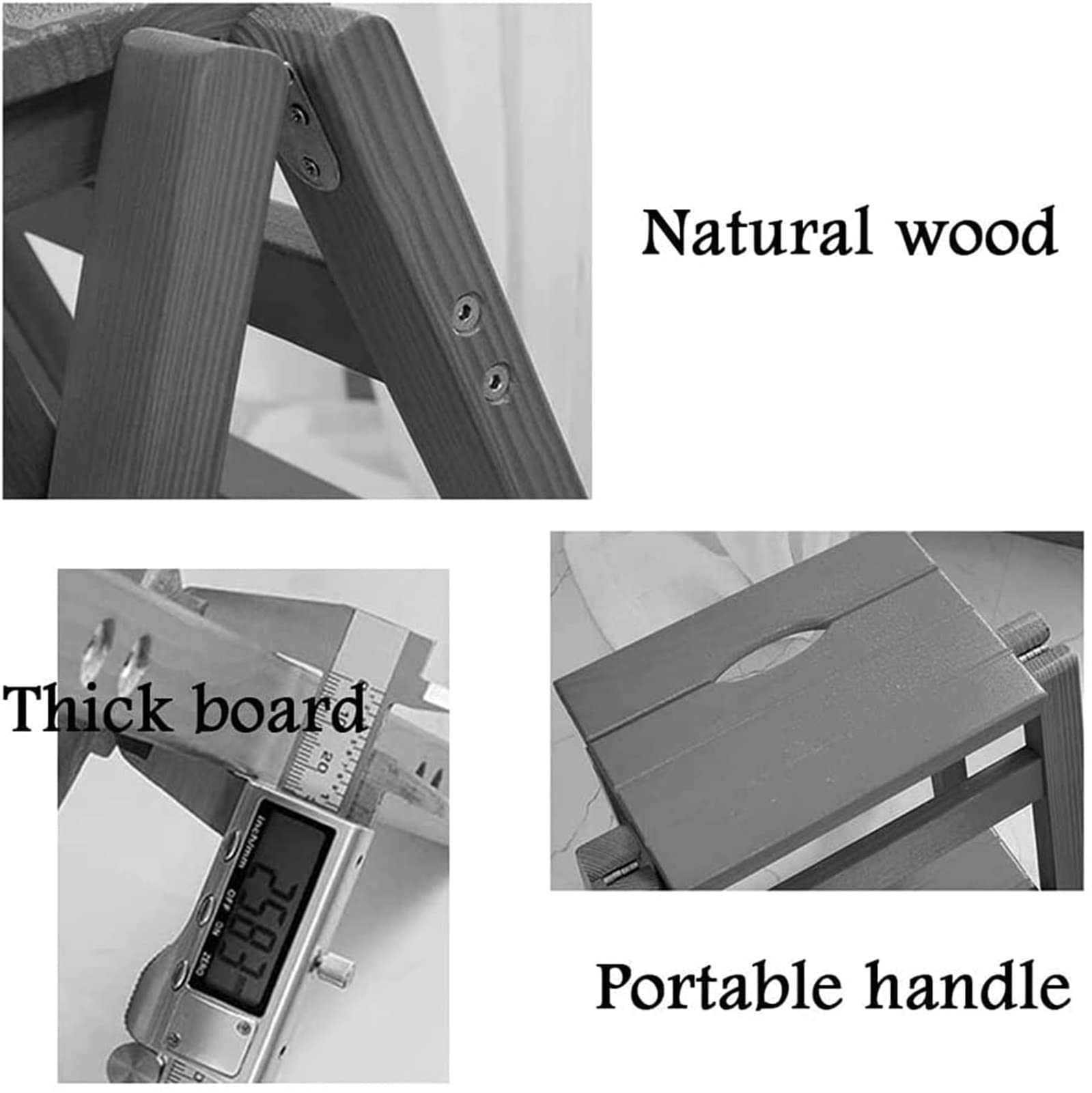 3-Step Wooden Folding Step Stool for Indoor Use - Multifunctional Ladder Stool with Non-Slip Feet - Perfect for Kitchen, Bathroom, and Home Organization