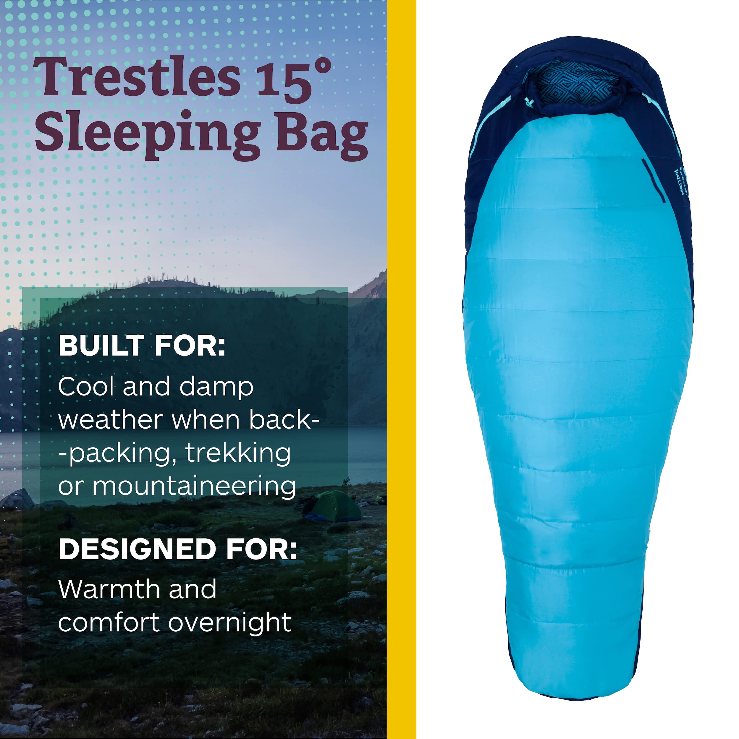 MARMOT Trestles 15 Sleeping Bag - Lightweight & Water-Resistant for Camping, Hiking & Backpacking - Perfect for Cold Weather Adventures