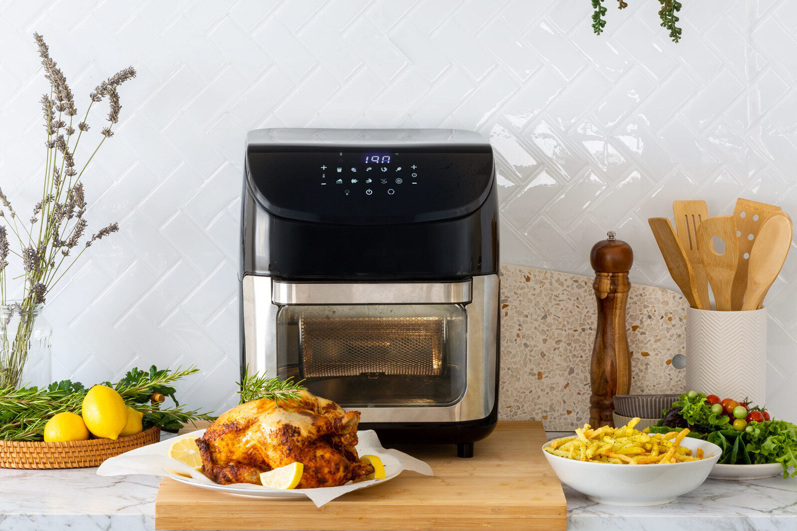 12L Digital Air Fryer with 200°C Temperature, 7 Preset Cooking Modes & Rotisserie Function - Perfect for Family Meals, Healthy Snacks & Crispy Chicken Wings