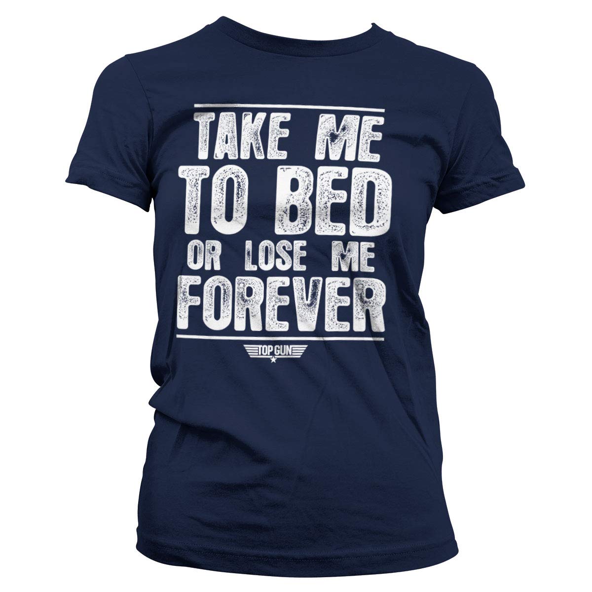 Top Gun Officially Licensed 'Take Me to Bed Or Lose Me Forever' Women's Navy Blue T-Shirt - X-Large | Casual Wear, Movie Fan Gift, Pop Culture Apparel