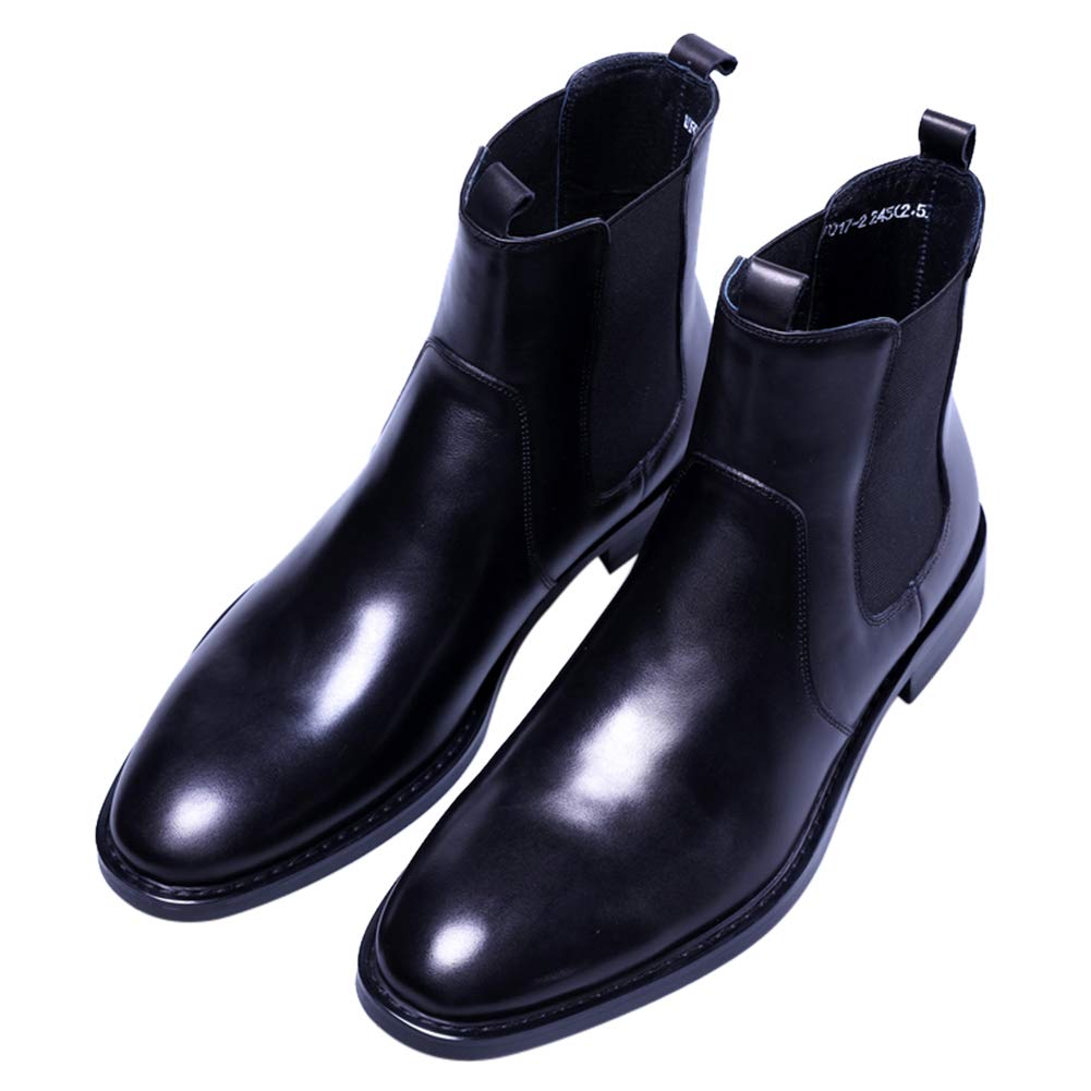Santimon Men's Chelsea Ankle Boots - Suede Leather Casual Shoes for Men in Black & Tan | Comfortable Slip-On Boots for Walking, Work & Everyday Wear
