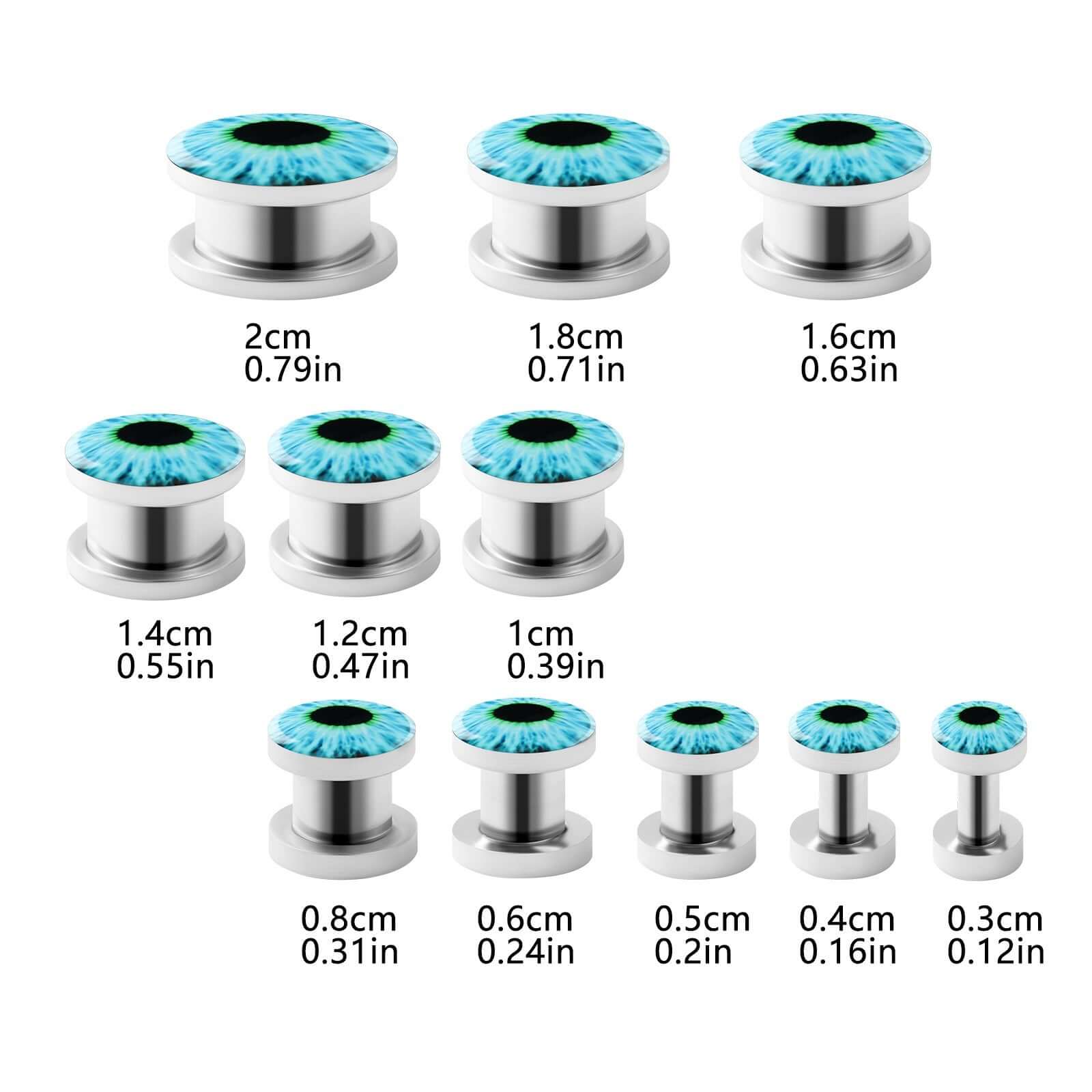 Evil Eyes Single Flare Ear Tunnel Plugs Set | UZ083 | Stylish Body Jewelry for Stretching & Everyday Wear