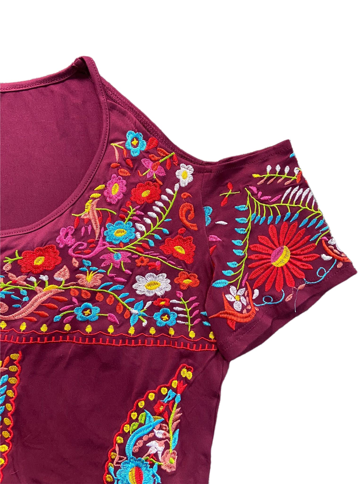 Melliflo Mexican Embroidered Blouse for Women | Floral Cold Shoulder Peasant Top | Summer Casual Boho Shirt | Perfect for Beach Vacations, Music Festivals & Date Nights