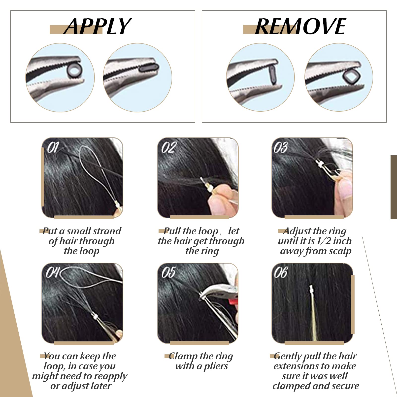 SEGO 18 Inch Dark Brown Micro Beads Hair Extensions - 100% Human Hair, Natural Straight, 50g 100 Strands, Cold Fusion Micro Loop Rings - Perfect for Daily Styling, Parties & Special Occasions