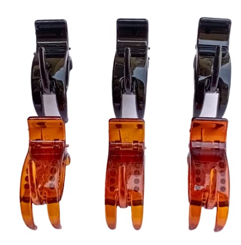Korean Transparent Lightweight Hair Claw Clips for Women & Girls - 6 Pack (Black & Brown) | Perfect for School, Work, Gym & Everyday Hairstyling