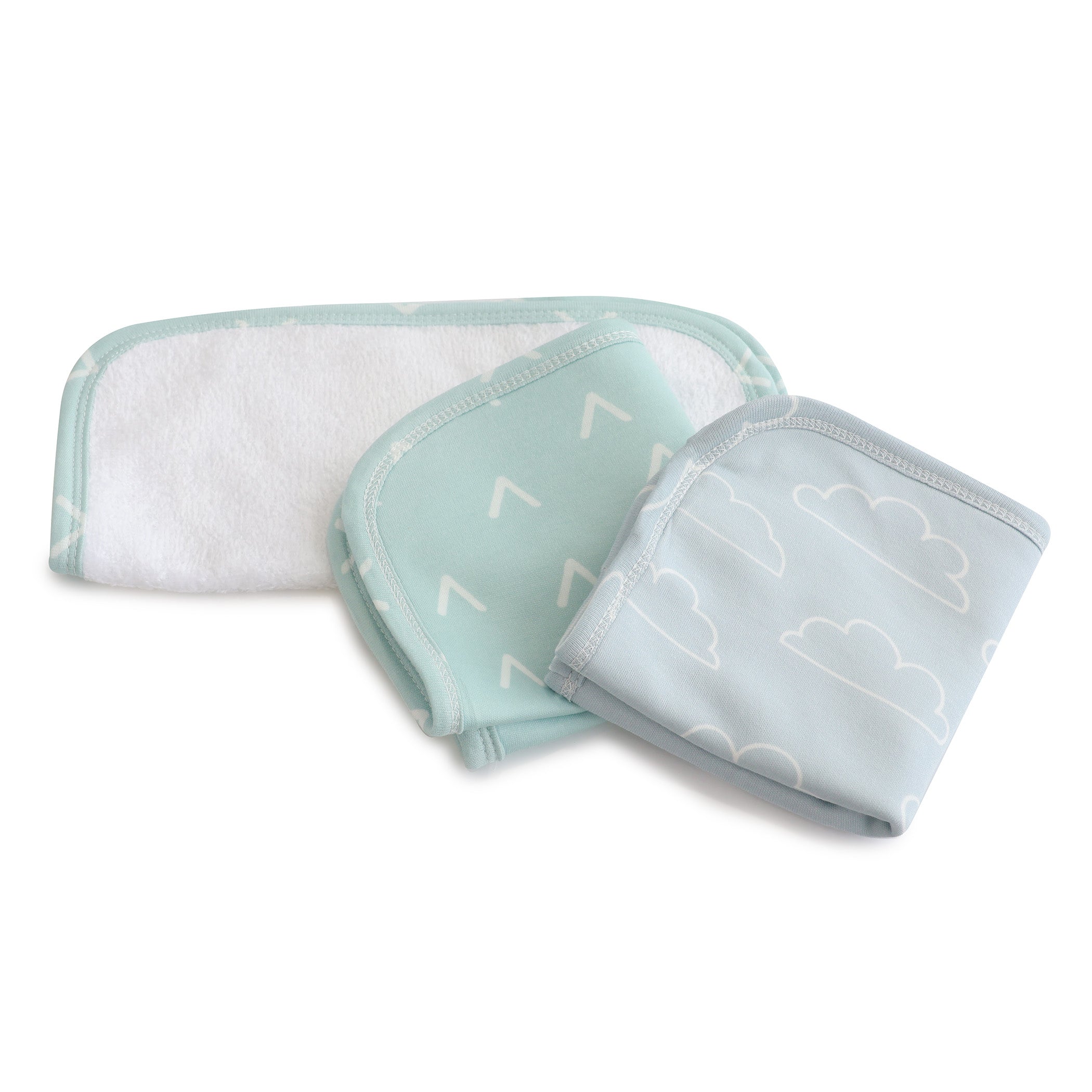 Nordic 3-Pack Wash Cloths - Dusty Sky & Mint Colors | Soft Bath & Kitchen Towels for Gentle Cleaning & Spa Days