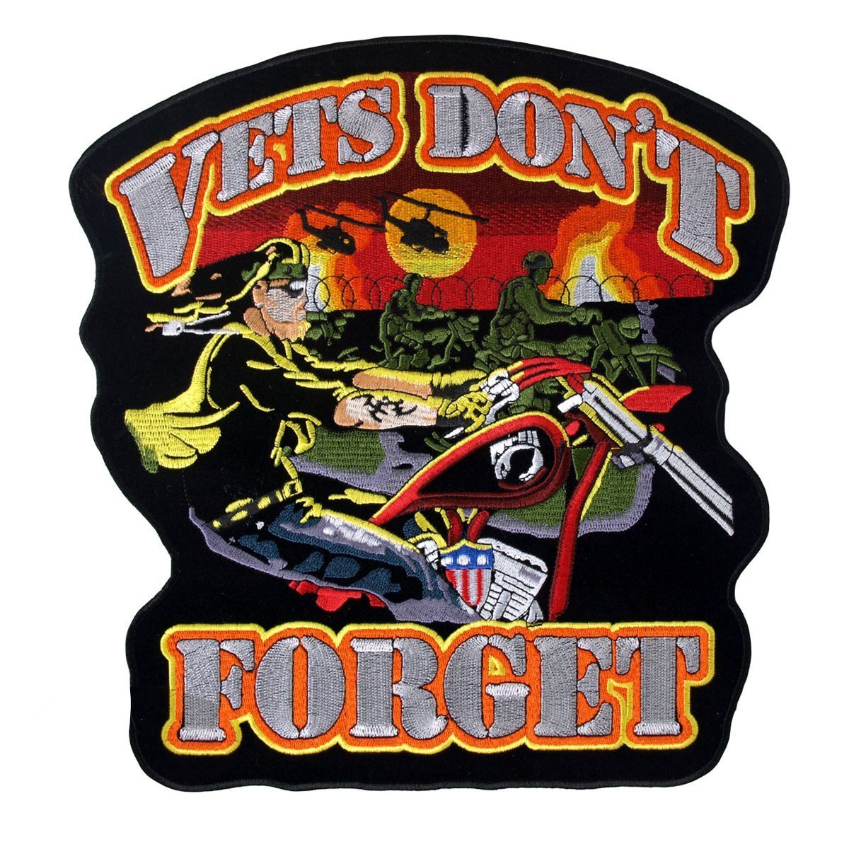 Veterans Don't Forget Embroidered Iron-On Biker Patch - Perfect for Motorcycle Jackets, Vests & Military Apparel