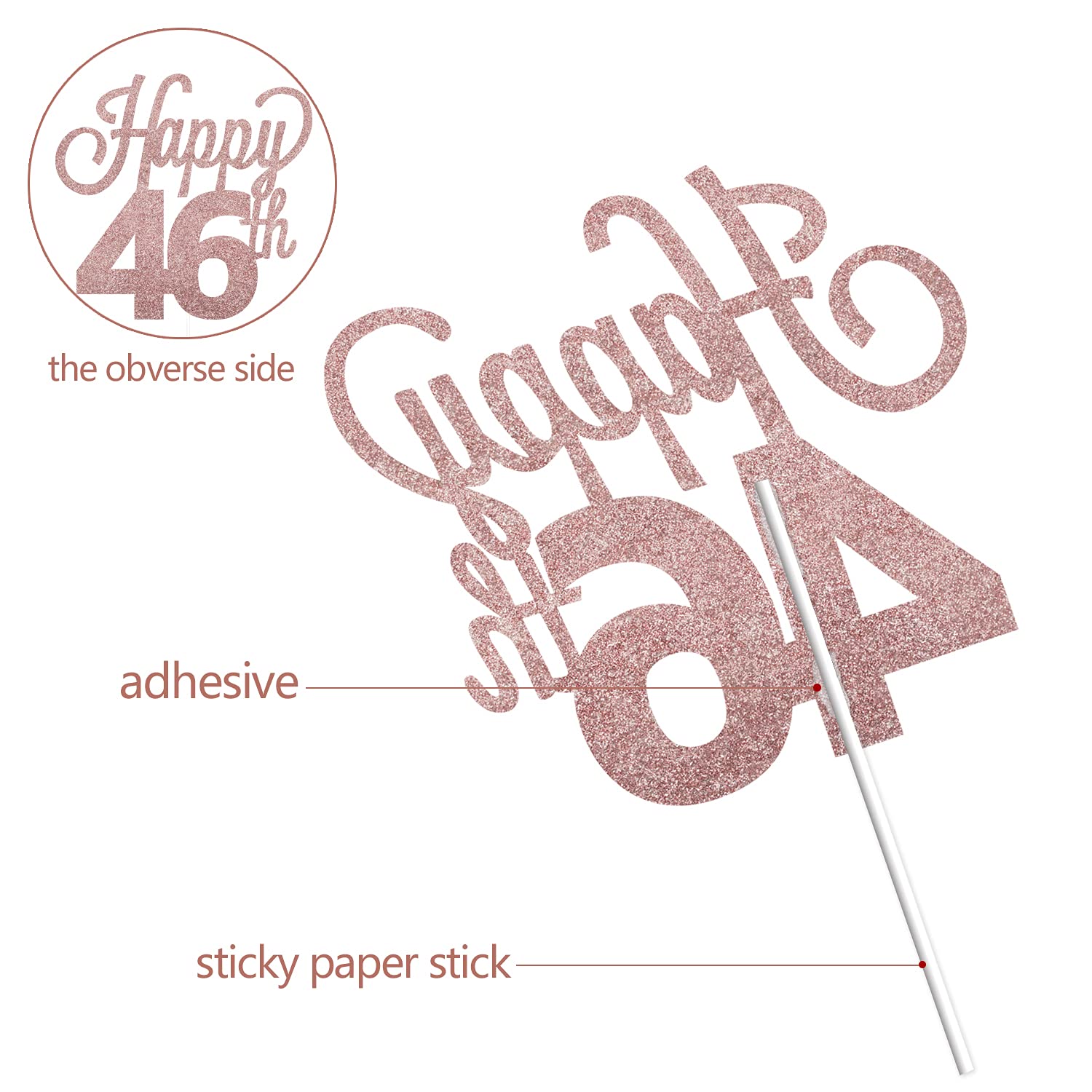 LINGTEER 46th Birthday Cake Topper - Cheers to 46 Years Old Party Decorations, Gold Foil Cake Sign for Anniversary Celebration | Perfect for Birthday Parties, Milestone Events & Photo Backdrops