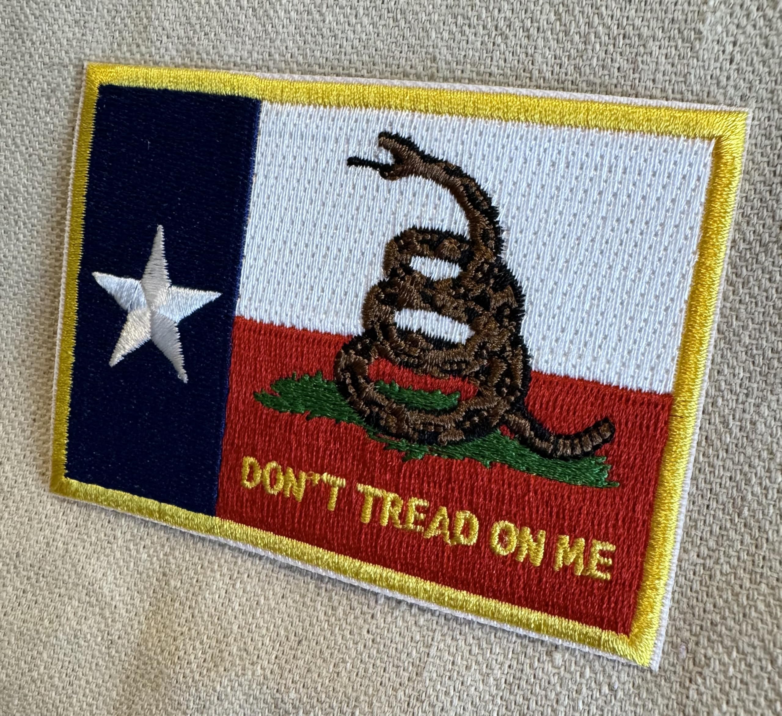 Texas Gadsden Flag Embroidered Patch - Iron-On Lone Star State Patriotic Badge for Jackets, Hats & Bags - Perfect for Texas Pride, Military & Biker Gear