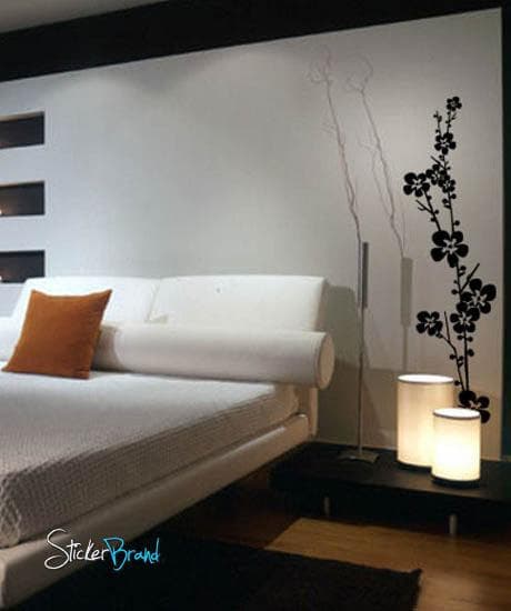 Floral Flower Stem Vinyl Wall Decal Sticker #412 - Removable Home Decor for Living Room, Bedroom, Nursery