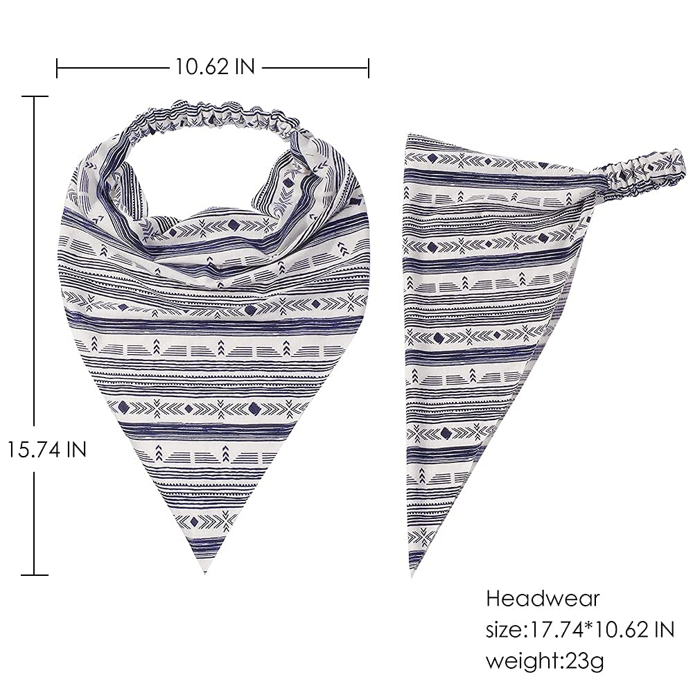 6 Pack Women's Elastic Hair Scarf Headbands - Boho Triangle Bandana with Non-Slip Clips for Girls & Women | Perfect for Yoga, Workouts, Beach, and Everyday Styling
