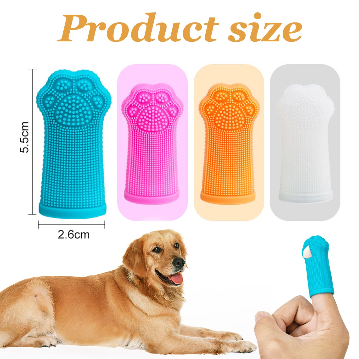4-Pack Silicone Dog Finger Toothbrushes - Gentle & Effective Pet Dental Care for Dogs & Puppies - Perfect for Daily Teeth Cleaning & Oral Hygiene at Home