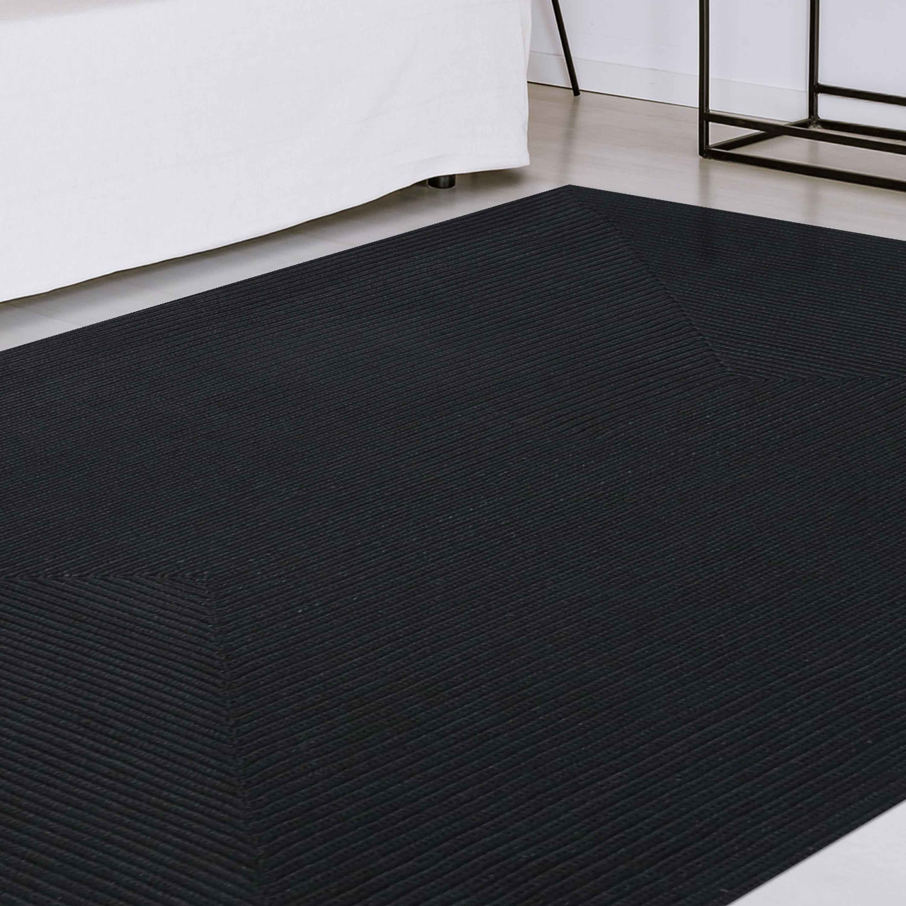 Bohemian Rectangle Braided Area Rug - Non-Slip Indoor Outdoor Rug for Living Room, Bedroom, Patio - Soft Woven Jute Natural Fiber Floor Mat for Home Decor
