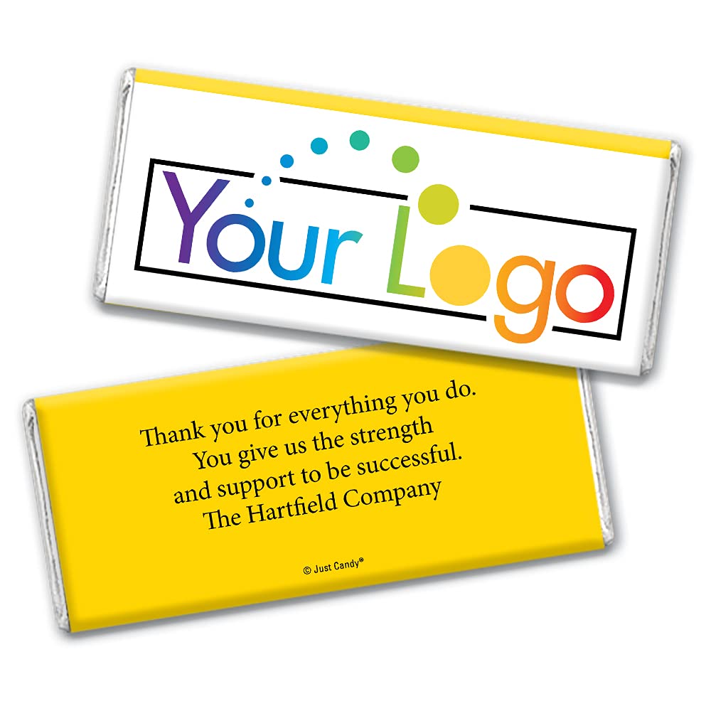100-Pack Custom Printed Chocolate Bars with Logo - Bulk Promotional Candy for Events, Parties & Corporate Gifting (Yellow) - Perfect for Branding, Weddings, Trade Shows & Employee Appreciation