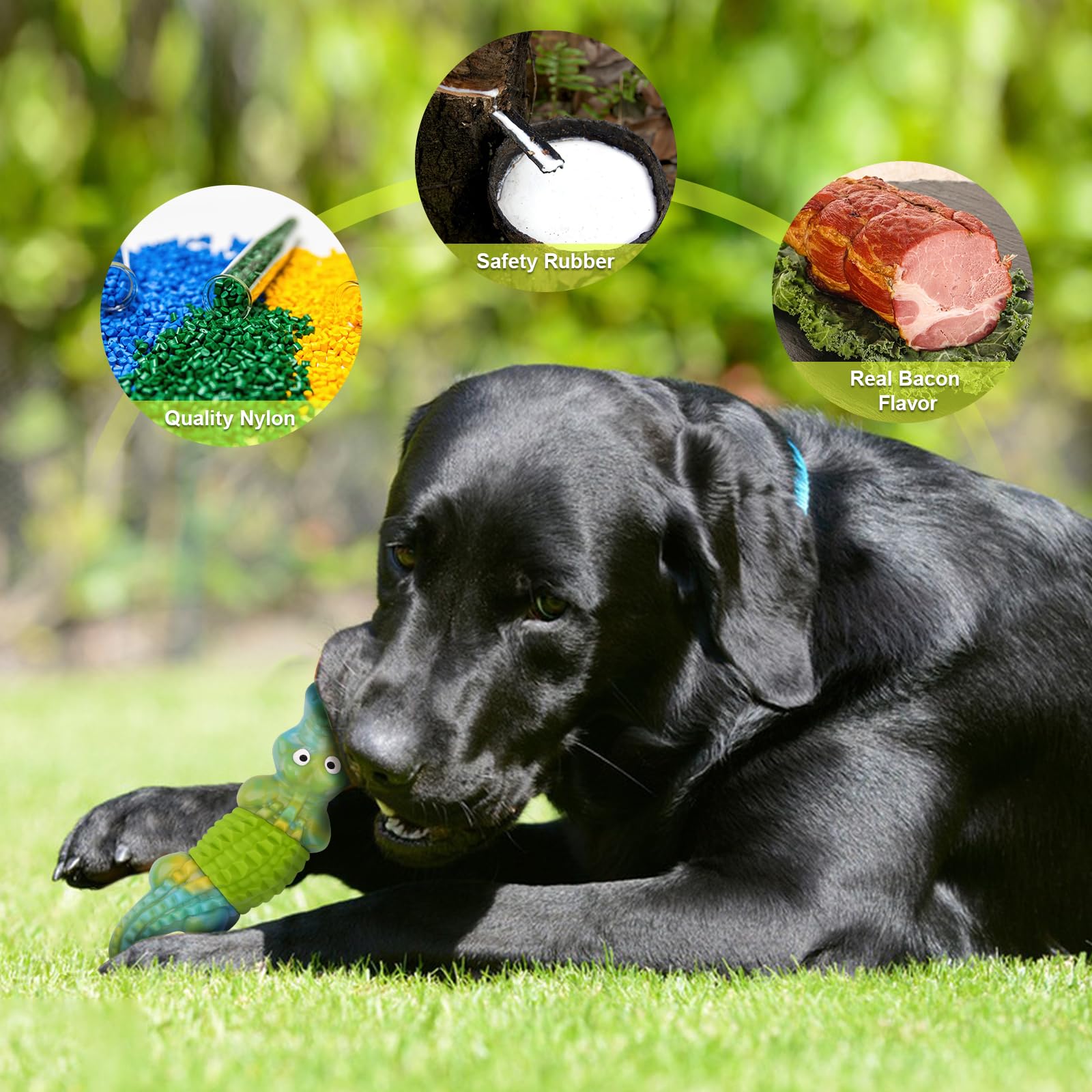 Durable Dog Chew Toys for Aggressive Chewers - Bacon Flavor for Large Breeds