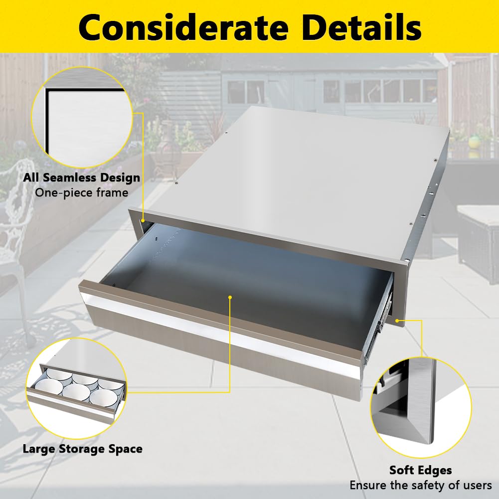 Stainless Steel Outdoor Kitchen Drawer - 24