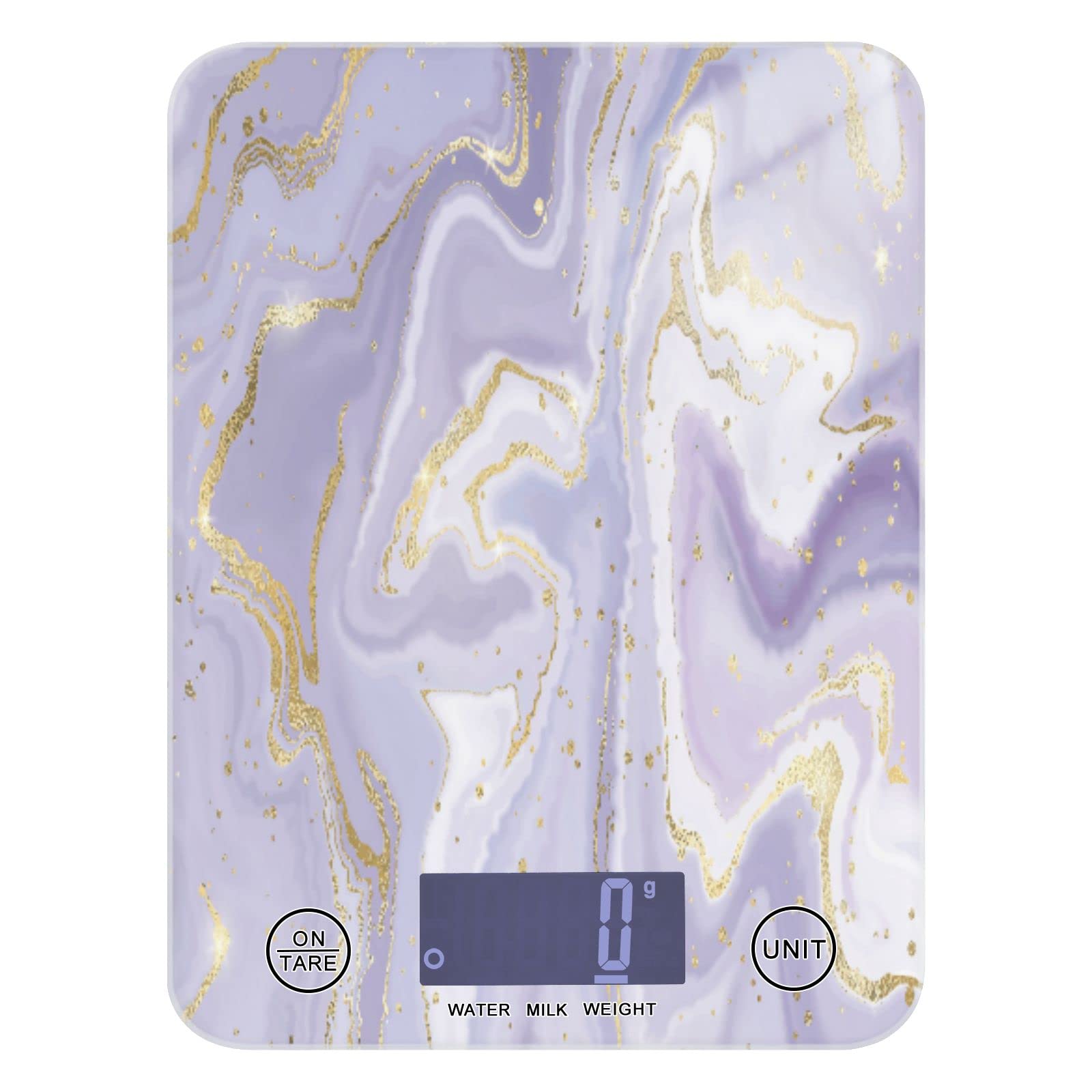 MNSRUU Digital Kitchen Scale - Precise Food Scale for Baking, Cooking & Weight Loss - Measures in Ounces & Grams - Abstract Lavender Liquid Marble Design - Perfect for Home Kitchen, Meal Prep & Portion Control