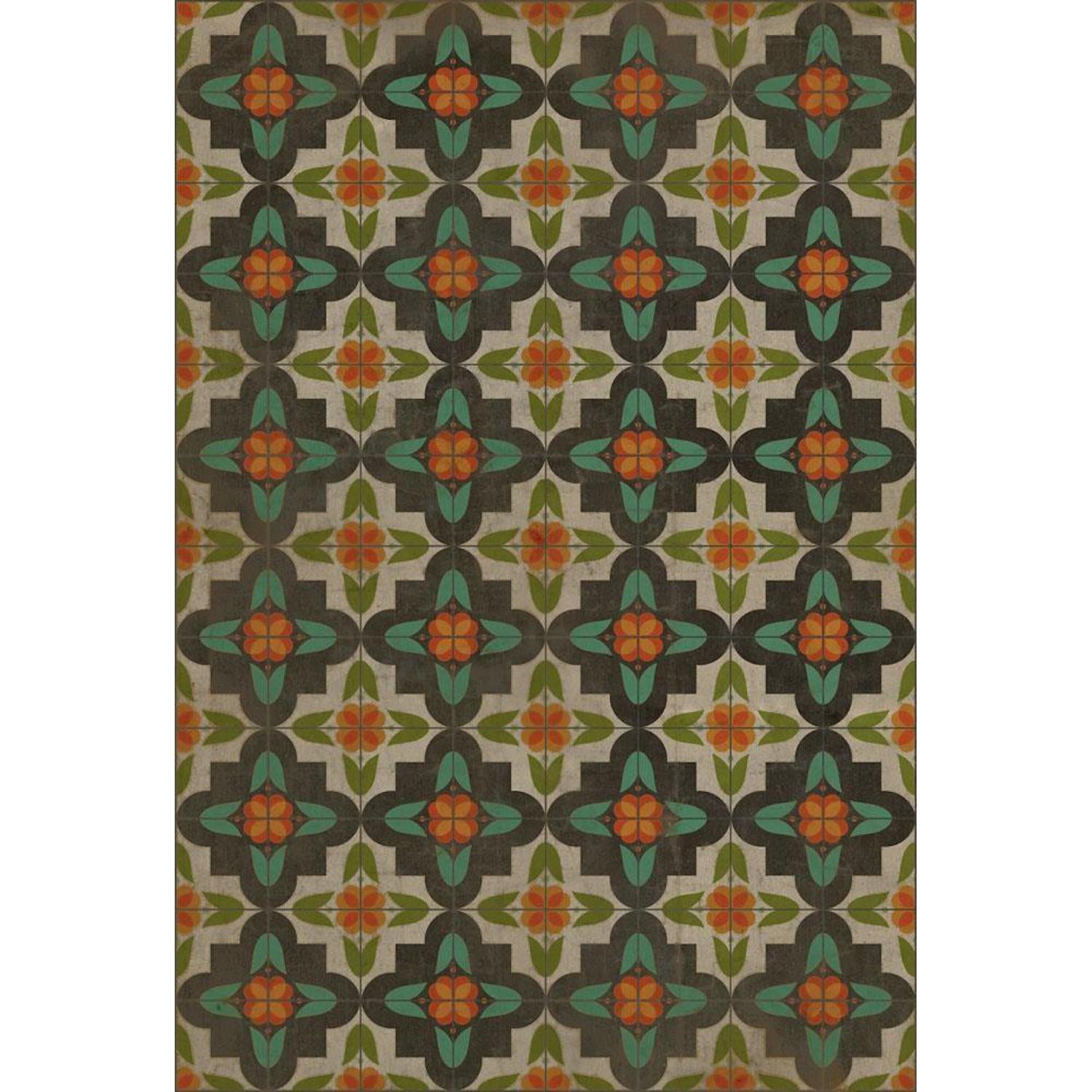 Anna's Garden Non-Slip Vinyl Rug - Waterproof Floor Mat with Floral Pattern 33 for Living Room, Bedroom, Kitchen & Outdoor Use