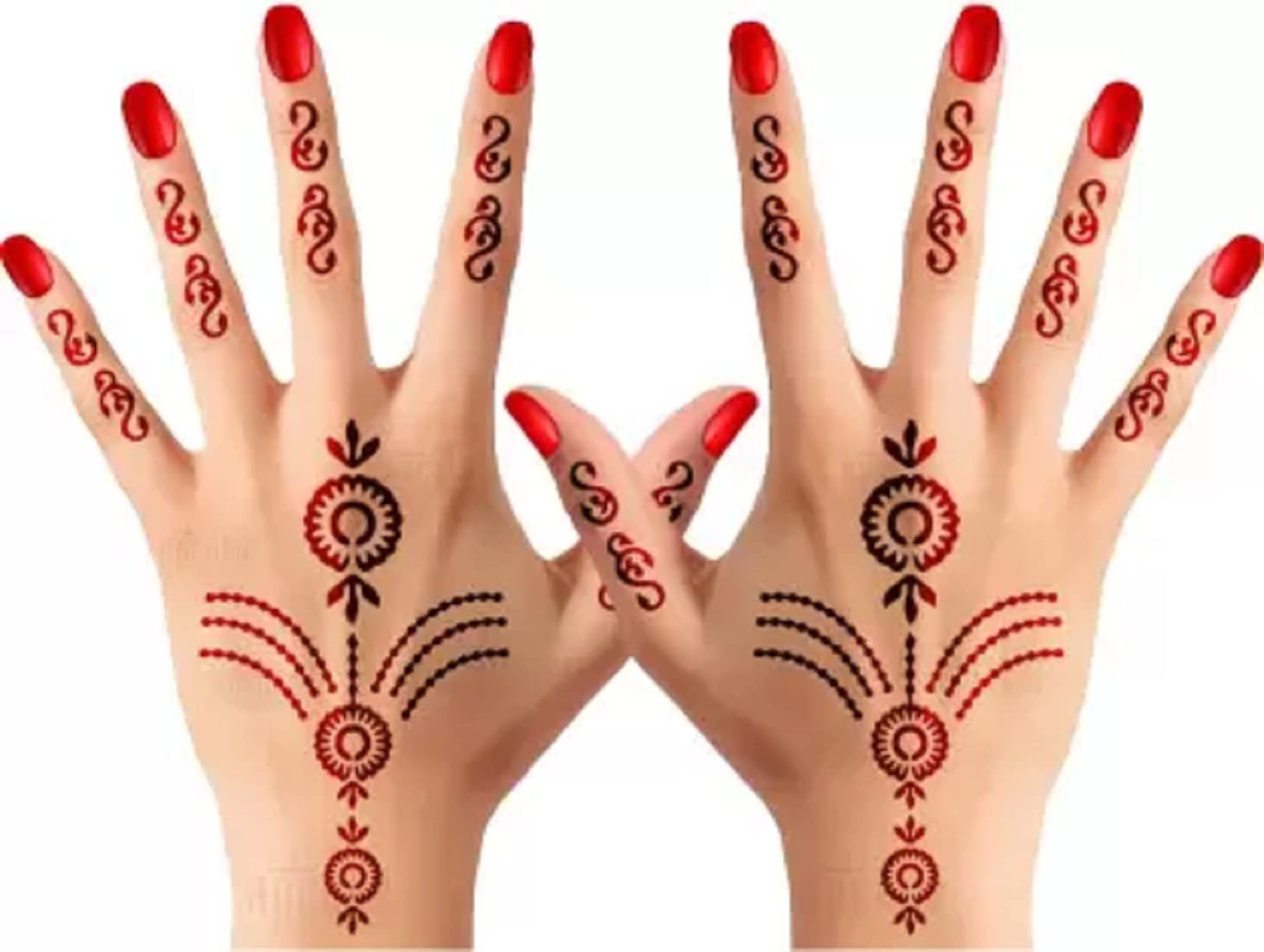 KICKWIX Henna Tattoo Stencil Kit - Set of 2 Floral Temporary Tattoos for Women & Girls - DIY Hand & Finger Body Art - Perfect for Parties, Festivals & Boho Style