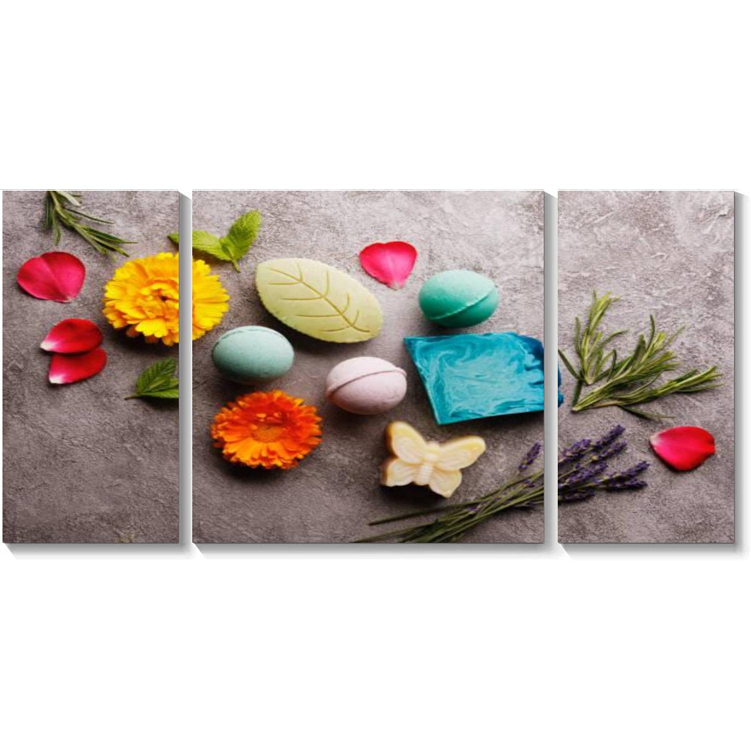 BDMPIZLNSF 3 Panel Canvas Wall Art - Organic Bathroom Decor, Framed Prints & Paintings for Living Room, Bedroom - Ready to Hang Home Decor Artwork | Perfect for Spa Bathrooms, Modern Living Spaces & Bedroom Wall Decor