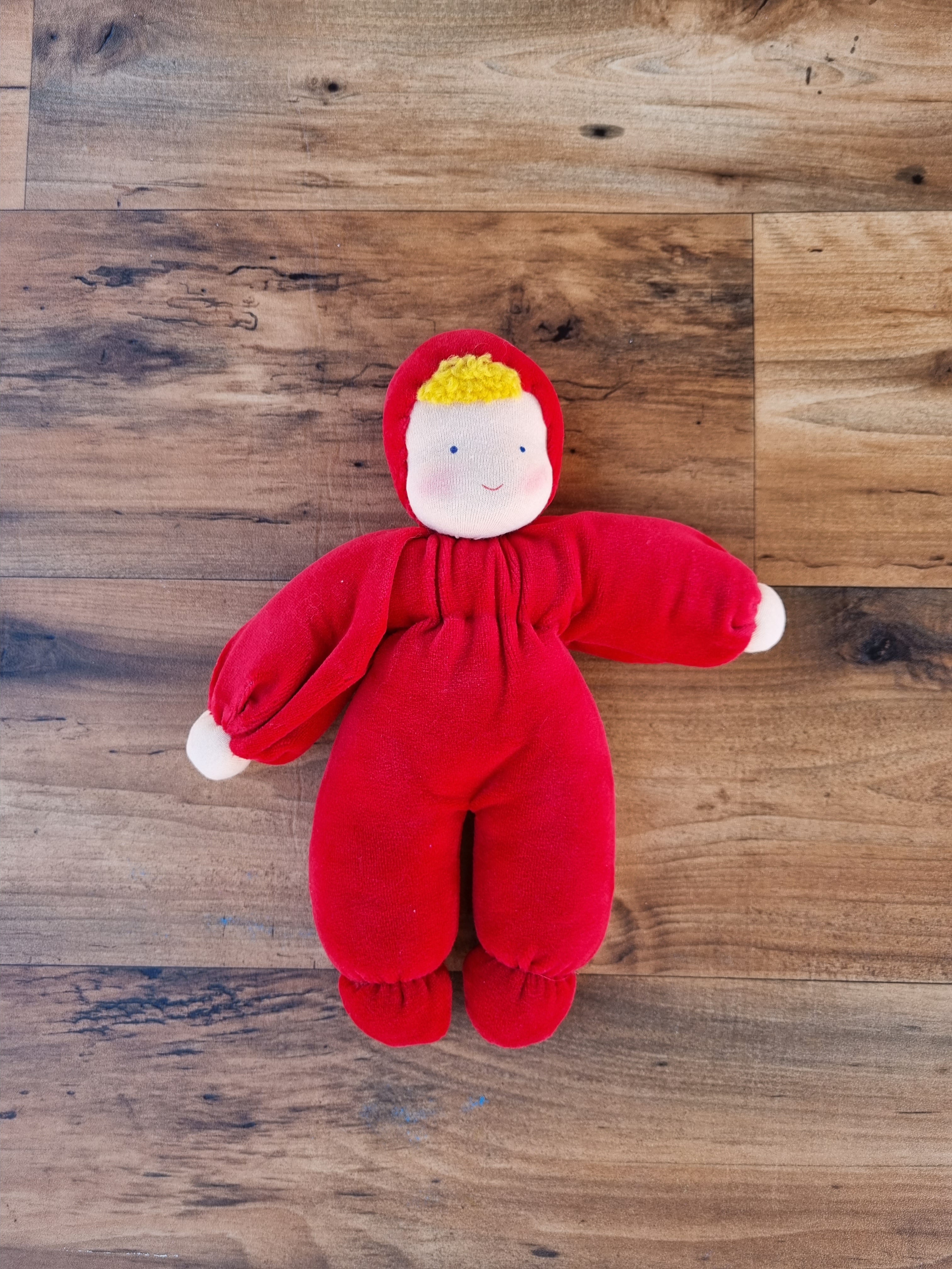 Evi Cuddle Baby - Handmade Soft Plush Doll for Kids (Red) - Perfect for Nursery Decor, Gift Giving & Comforting Babies