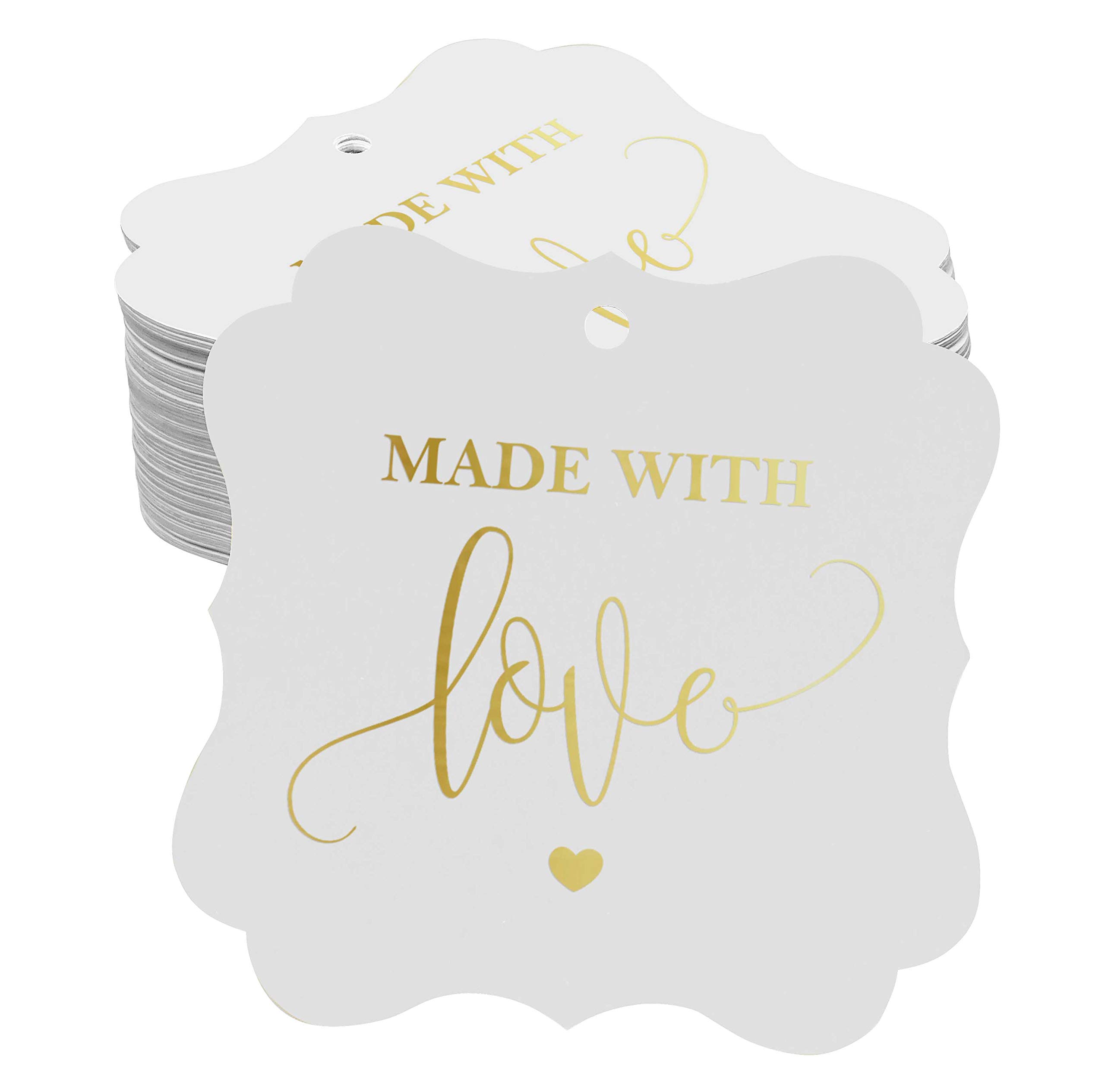 Elegant Real Gold Foil Bracket-Shaped Paper Hang Tags - 50 Pack for Wedding Favors, Party Decor & Gift Packaging - Perfect for Bridal Showers, Anniversary Gifts & Special Occasions