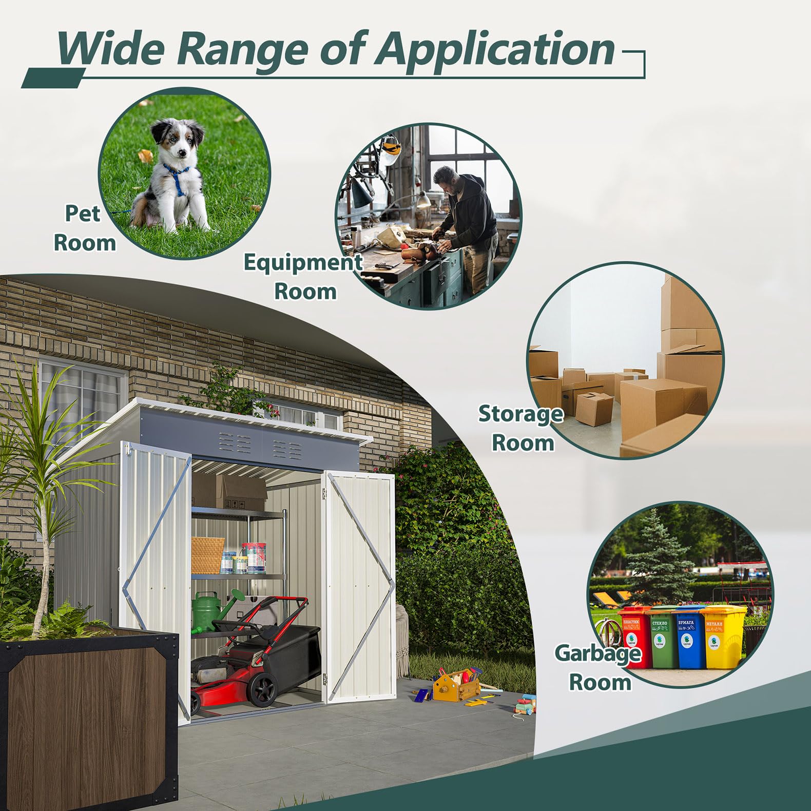 6x4 FT Outdoor Storage Shed - Lockable Metal Garden Shed for Tools, Patio & Backyard Organization | Weather-Resistant Lawn & Yard Storage Solution for Gardening Equipment & Outdoor Gear