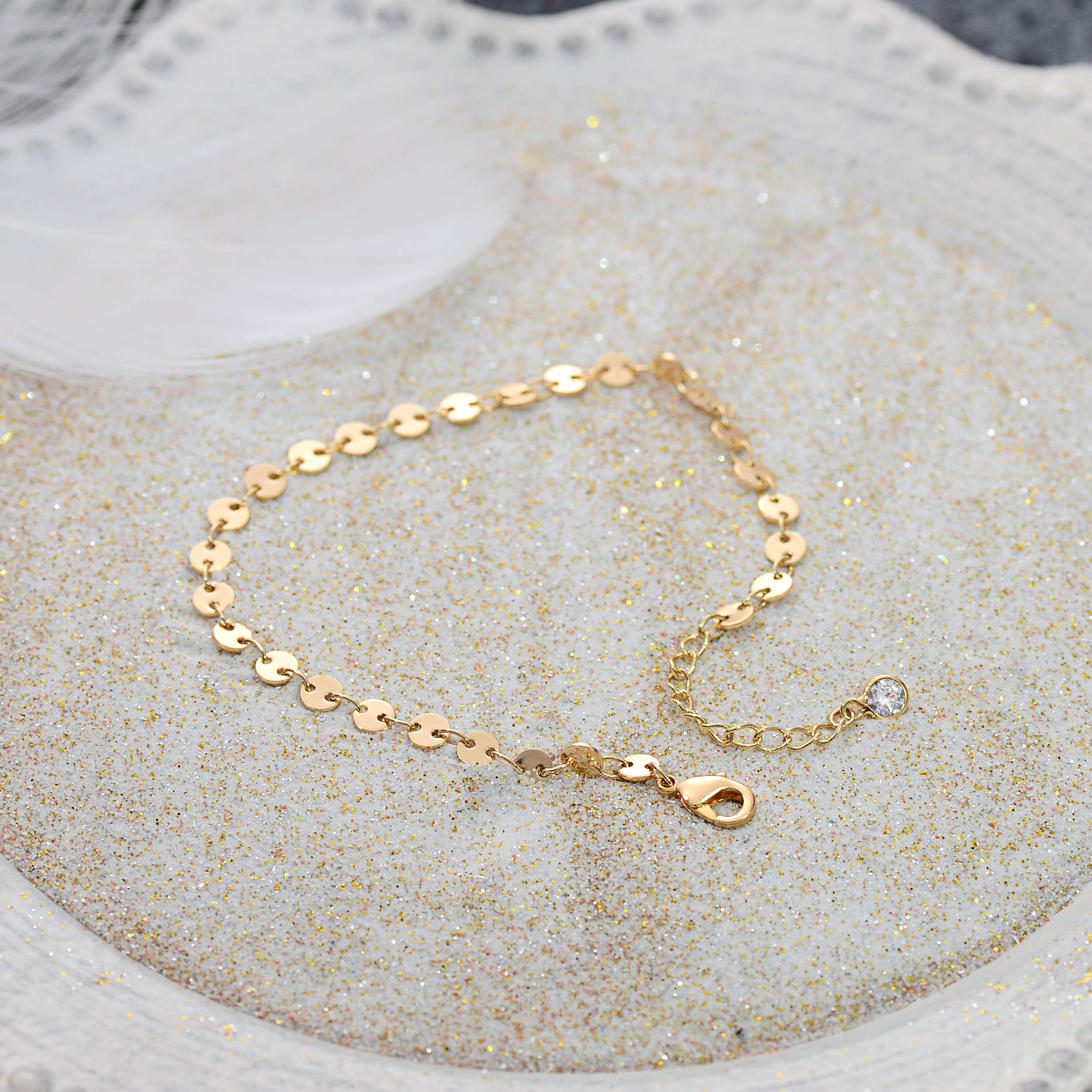 Valloey Rover Gold Ankle Bracelets for Women - Adjustable Dainty Boho Layered Chain Anklet Foot Jewelry for Beach, Summer & Everyday Wear