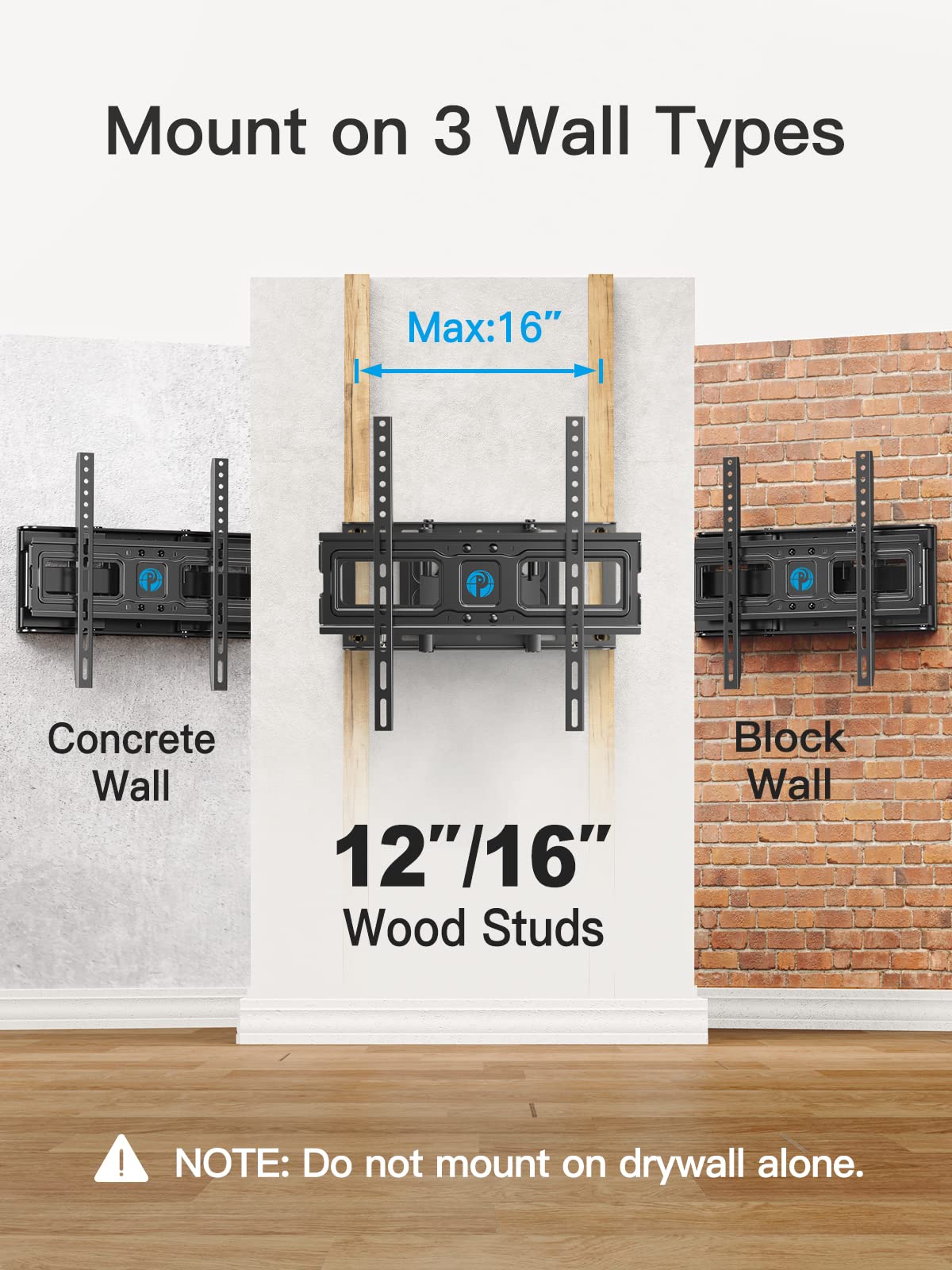 Pipishell Full Motion TV Wall Mount for 26-65 inch LED LCD OLED 4K TVs up to 99lbs - Articulating Swivel Tilt Extension Bracket with Max VESA 400x400mm - Fits 12/16 Inch Wood Studs - Perfect for Living Room, Bedroom & Home Theater Setup